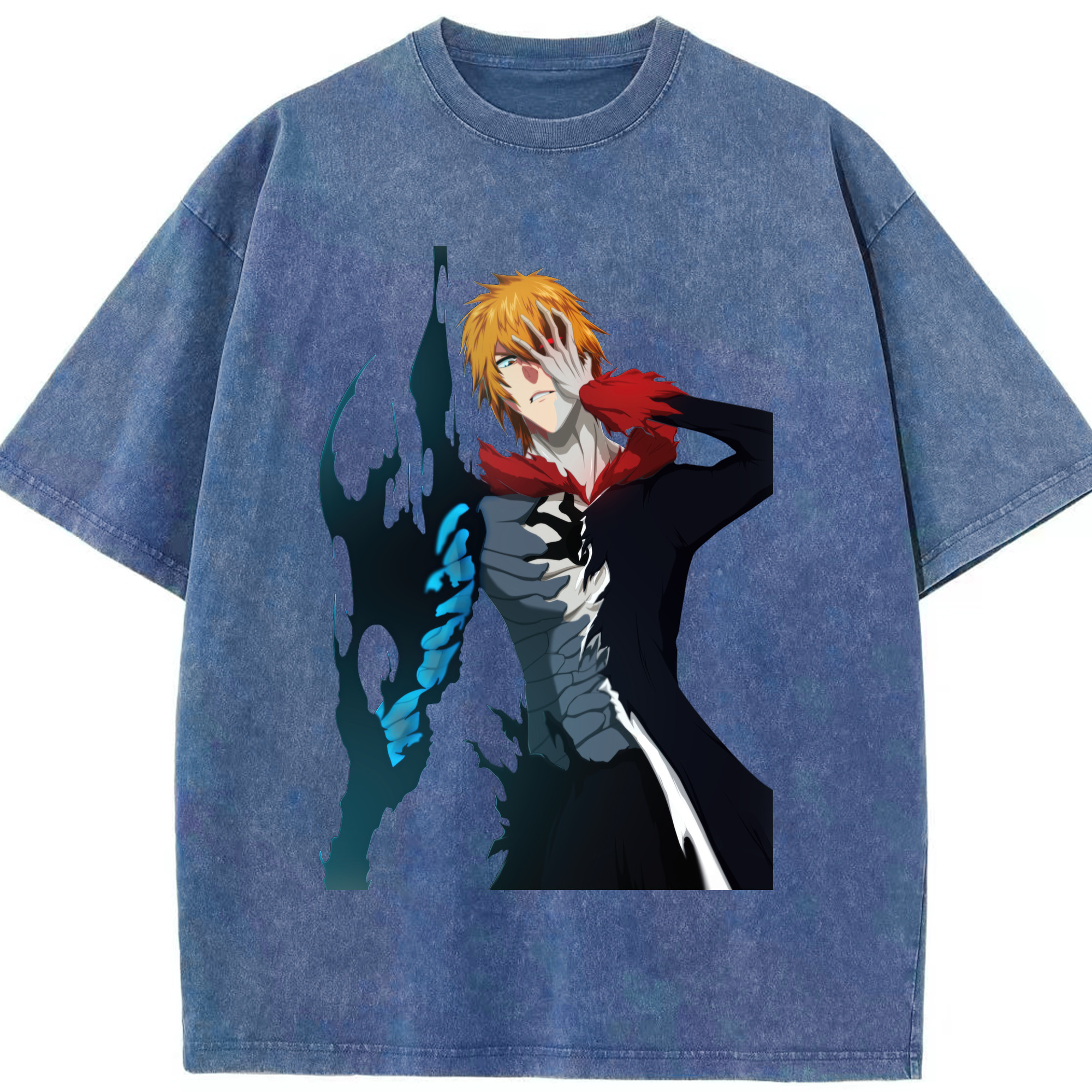（画像用） ブリーチ 黒崎一護（くろさき いちご）BLEACH Kurosaki Ichigo 綿100% ヴィンテージ風 半袖Tシャツ（フロントプリント）