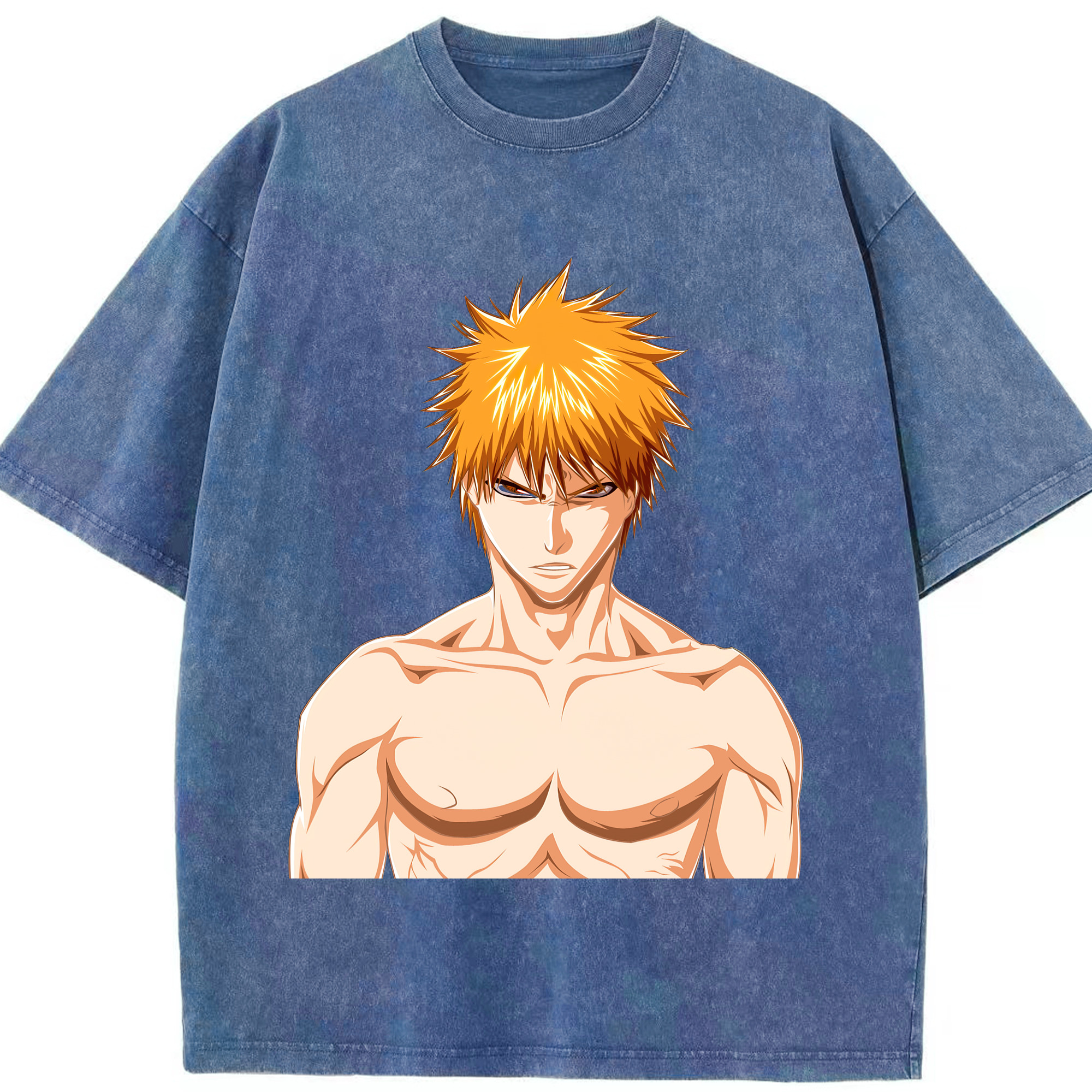 （画像用） ブリーチ 黒崎一護（くろさき いちご）BLEACH Kurosaki Ichigo 綿100% ヴィンテージ風 半袖Tシャツ（フロントプリント）