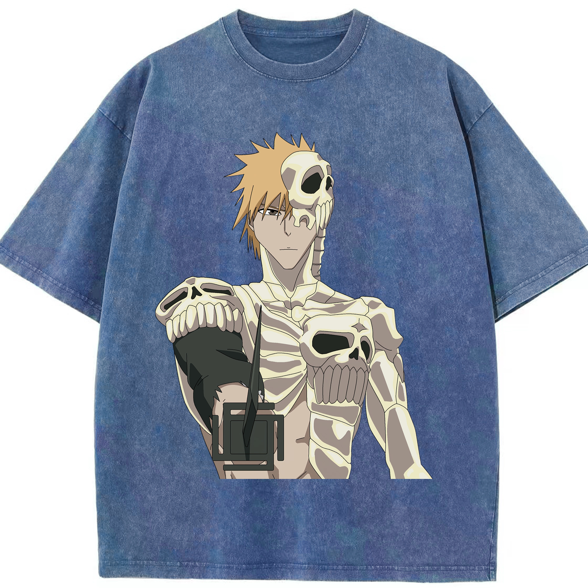 （画像用） ブリーチ 黒崎一護（くろさき いちご）BLEACH Kurosaki Ichigo 綿100% ヴィンテージ風 半袖Tシャツ（フロントプリント）