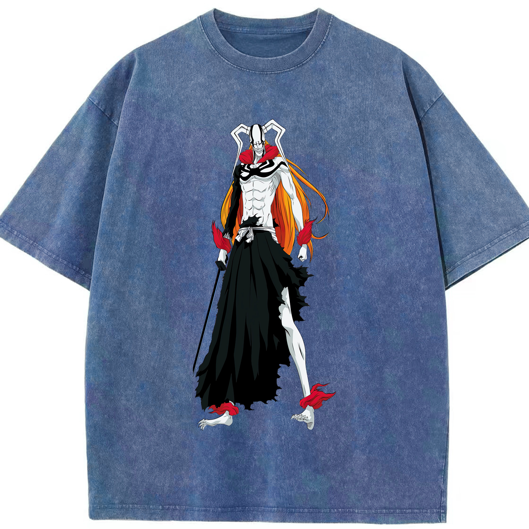 （画像用） ブリーチ 黒崎一護（くろさき いちご）BLEACH Kurosaki Ichigo 綿100% ヴィンテージ風 半袖Tシャツ（フロントプリント）