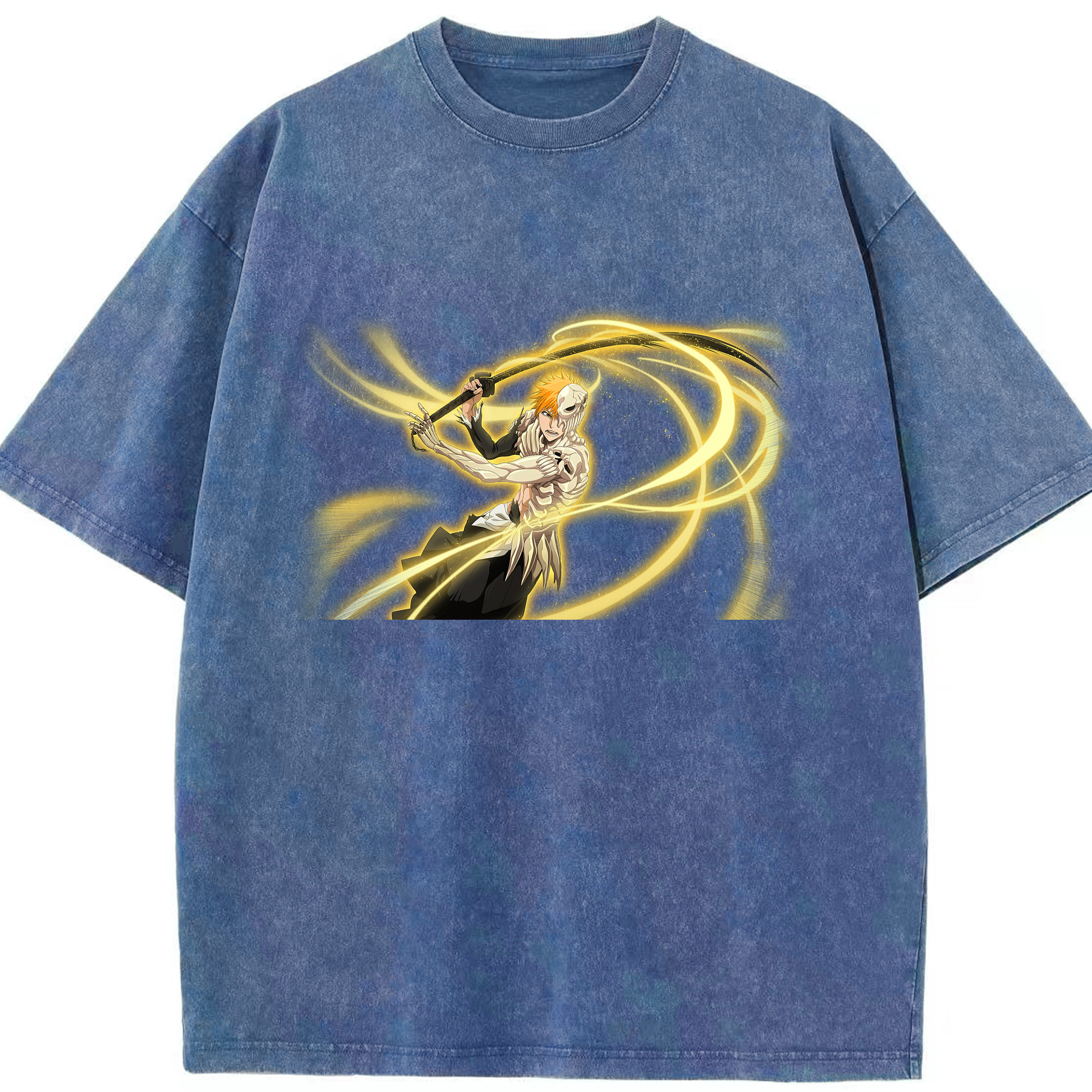 （画像用） ブリーチ 黒崎一護（くろさき いちご）BLEACH Kurosaki Ichigo 綿100% ヴィンテージ風 半袖Tシャツ（フロントプリント）