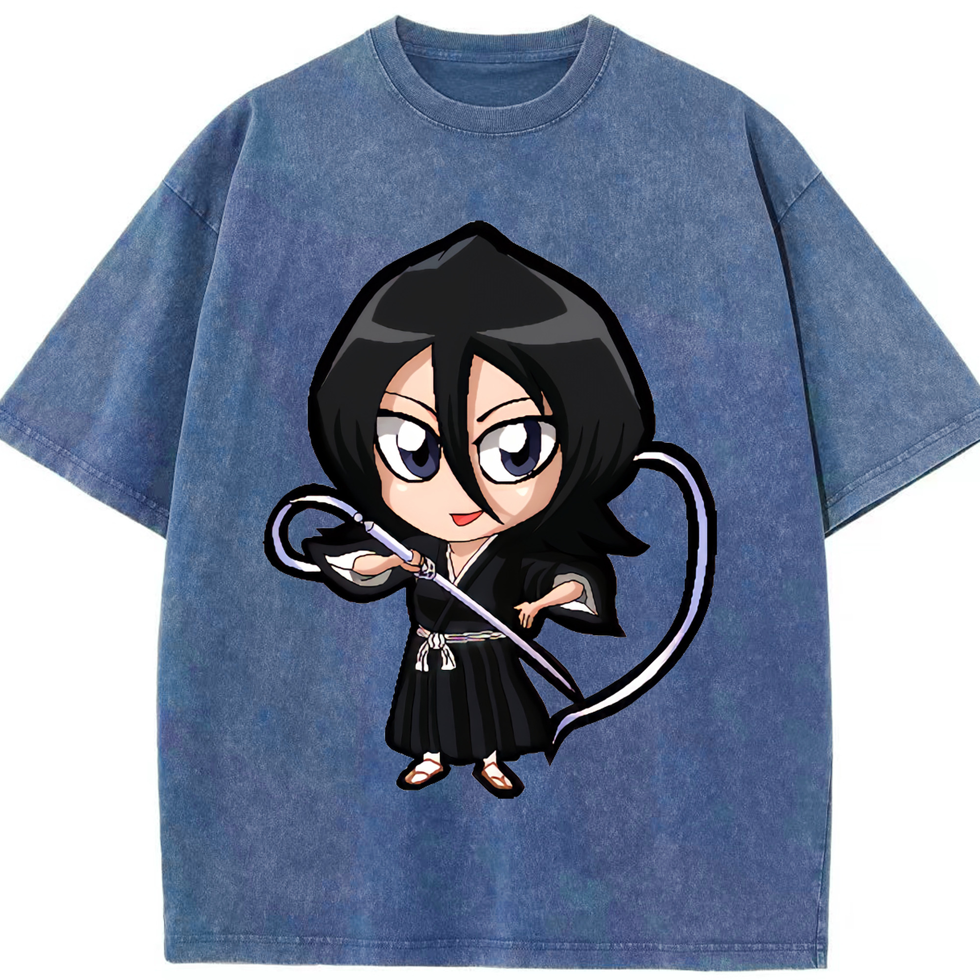 （画像用） ブリーチ 朽木ルキア BLEACH Kuchiki Rukia 綿100% ヴィンテージ風 半袖Tシャツ（フロントプリント）