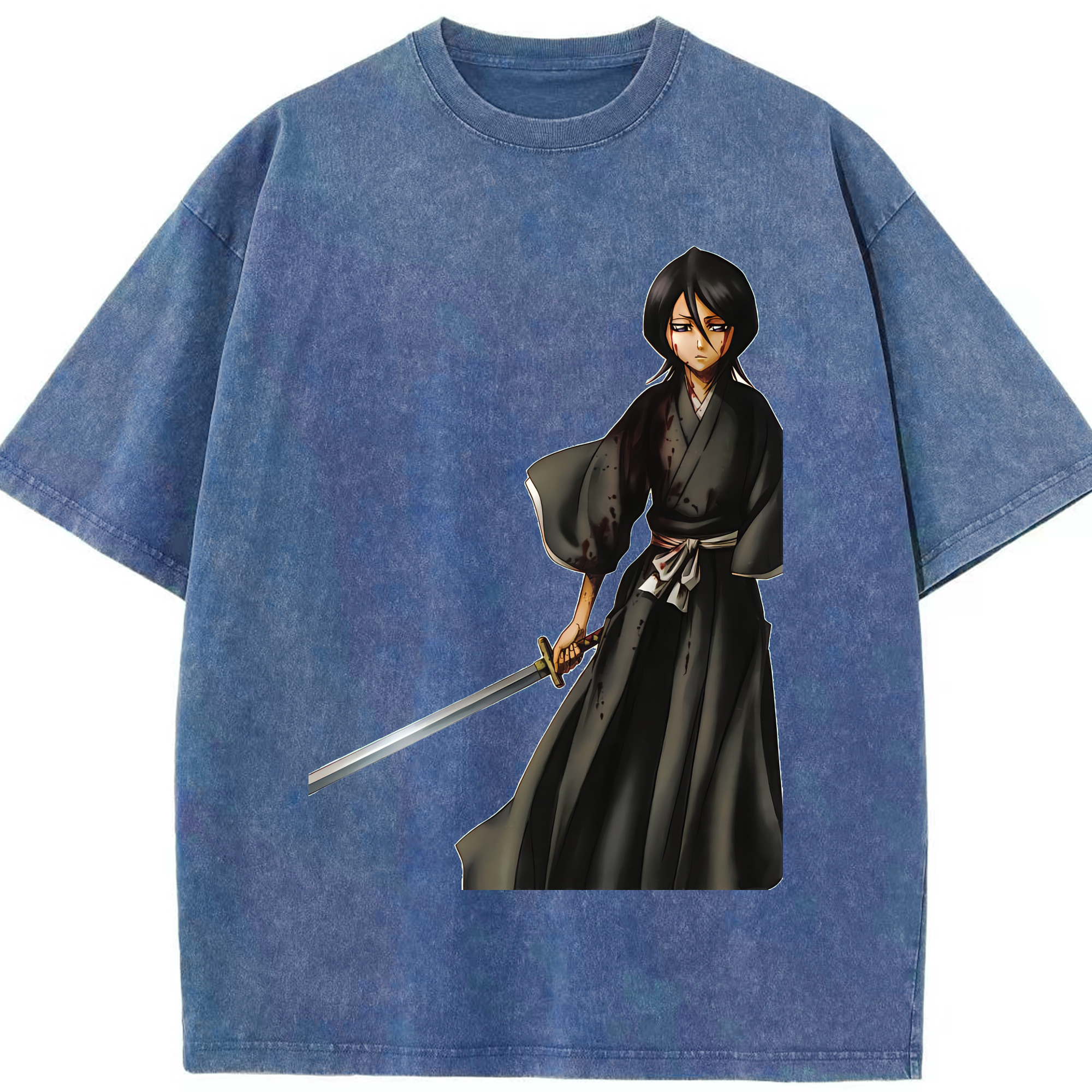 （画像用） ブリーチ 朽木ルキア BLEACH Kuchiki Rukia 綿100% ヴィンテージ風 半袖Tシャツ（フロントプリント）