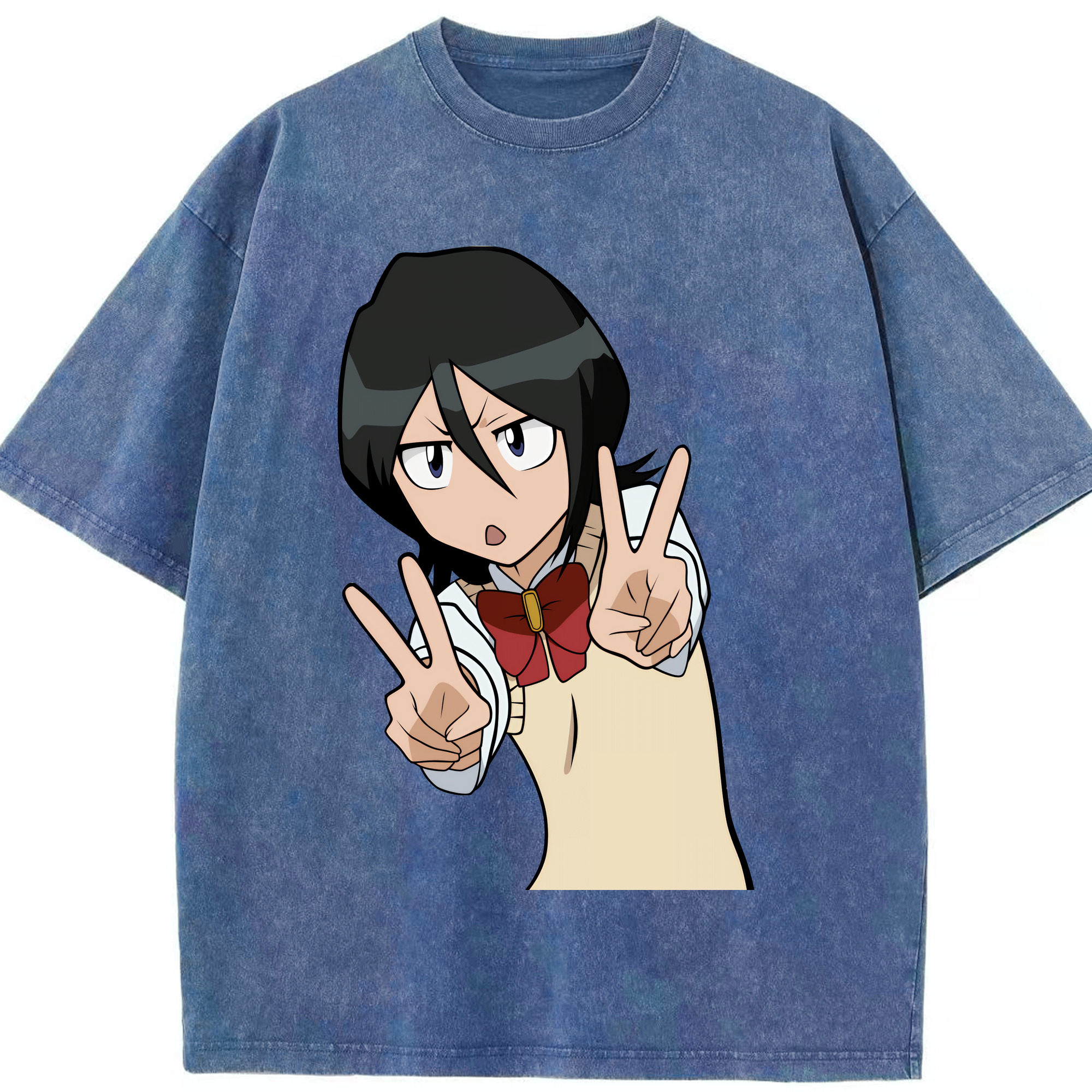 （画像用） ブリーチ 朽木ルキア BLEACH Kuchiki Rukia 綿100% ヴィンテージ風 半袖Tシャツ（フロントプリント）