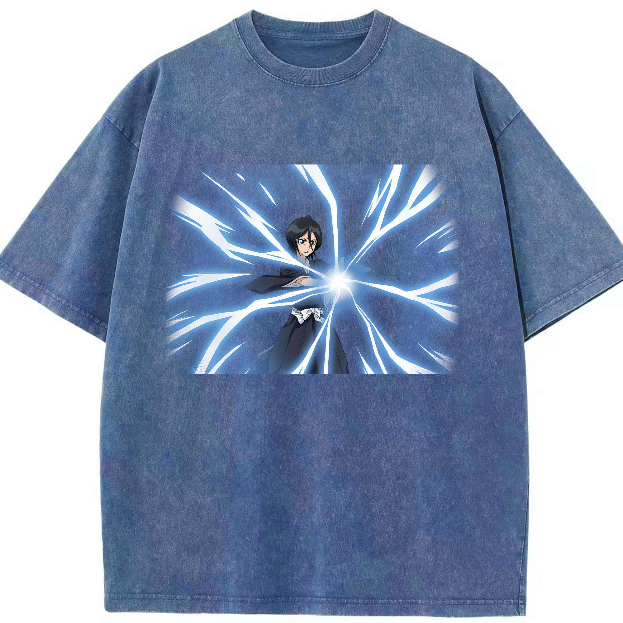 （画像用） ブリーチ 朽木ルキア BLEACH Kuchiki Rukia 綿100% ヴィンテージ風 半袖Tシャツ（フロントプリント）