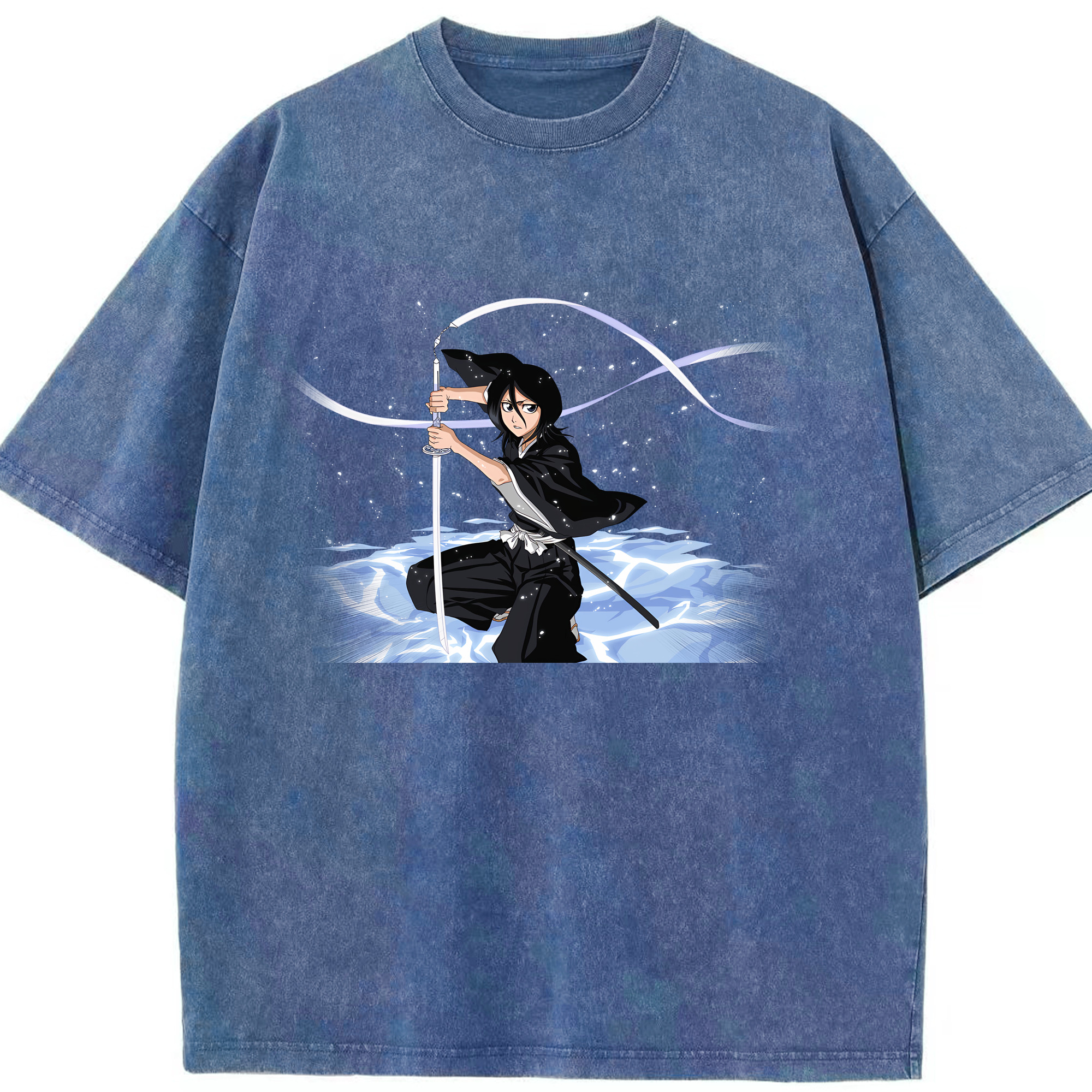 （画像用） ブリーチ 朽木ルキア BLEACH Kuchiki Rukia 綿100% ヴィンテージ風 半袖Tシャツ（フロントプリント）