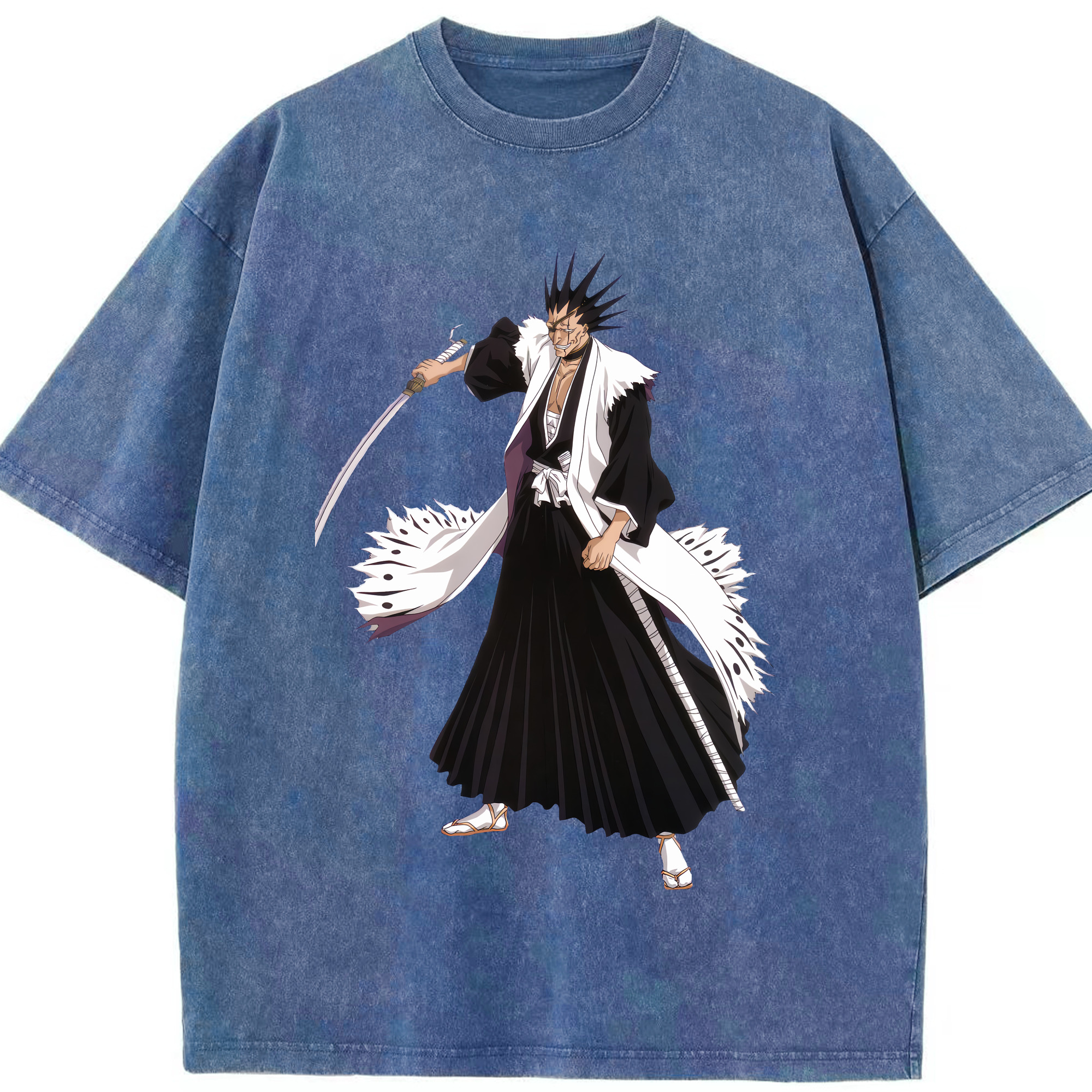 （画像用） ブリーチ ざらき けんぱち BLEACH Zaraki Kenpachi 綿100% ヴィンテージ風 半袖Tシャツ（フロントプリント）