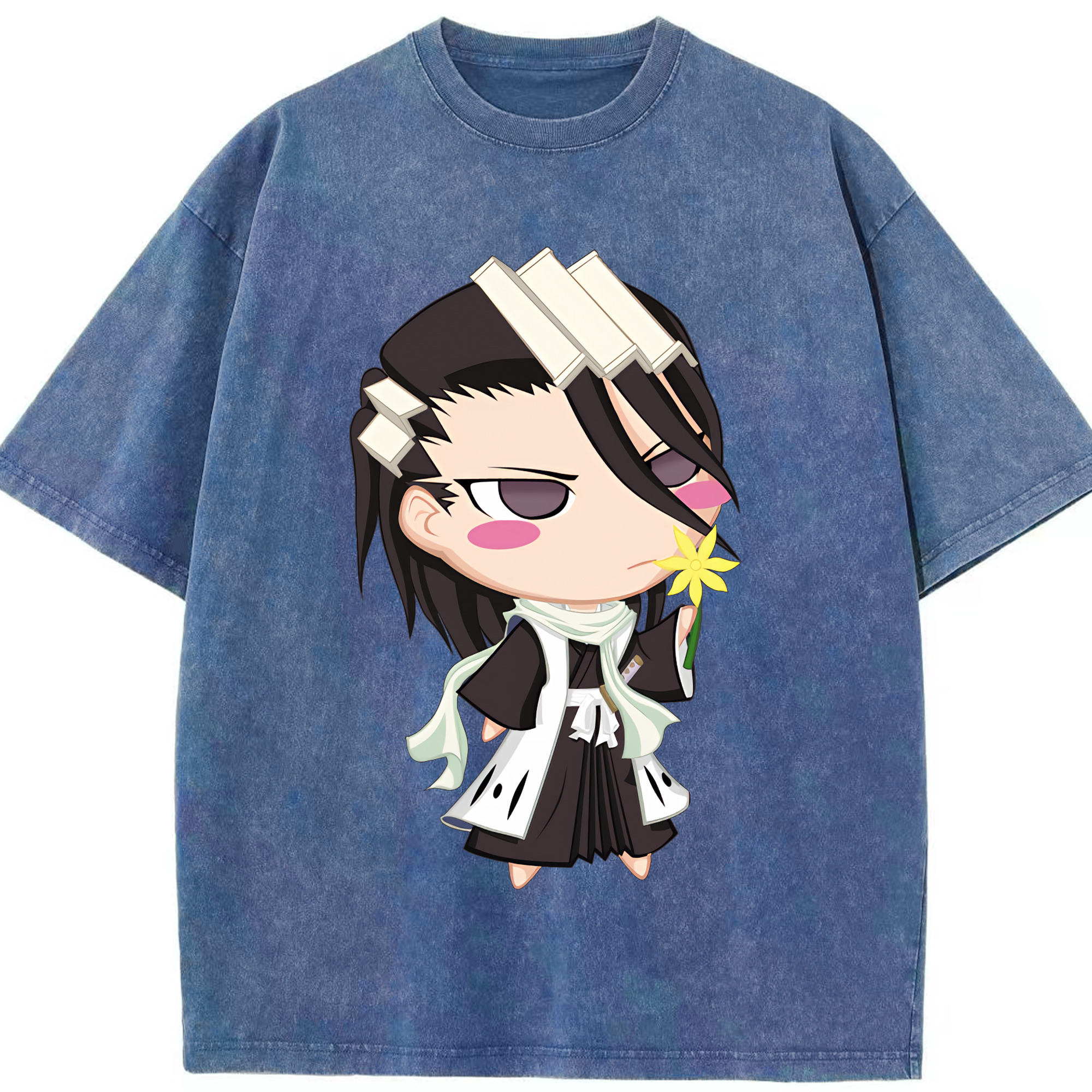 （画像用） ブリーチ くちき びゃくや BLEACH Kuchiki Byakuya 綿100% ヴィンテージ風 半袖Tシャツ（フロントプリント）