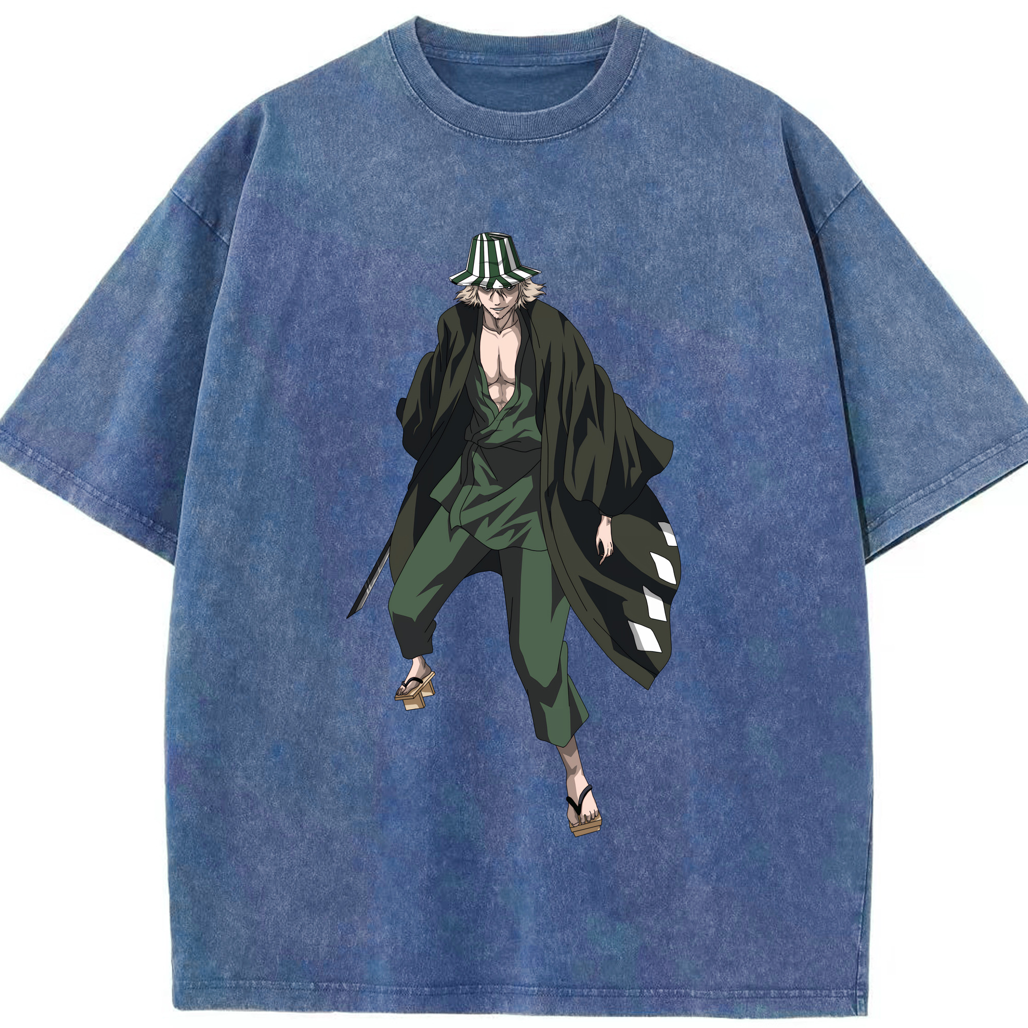 （画像用） "ブリーチ 浦原 喜助（うらはら きすけ） BLEACH Urahara Kisuke " 綿100% ヴィンテージ風 半袖Tシャツ（フロントプリント）
