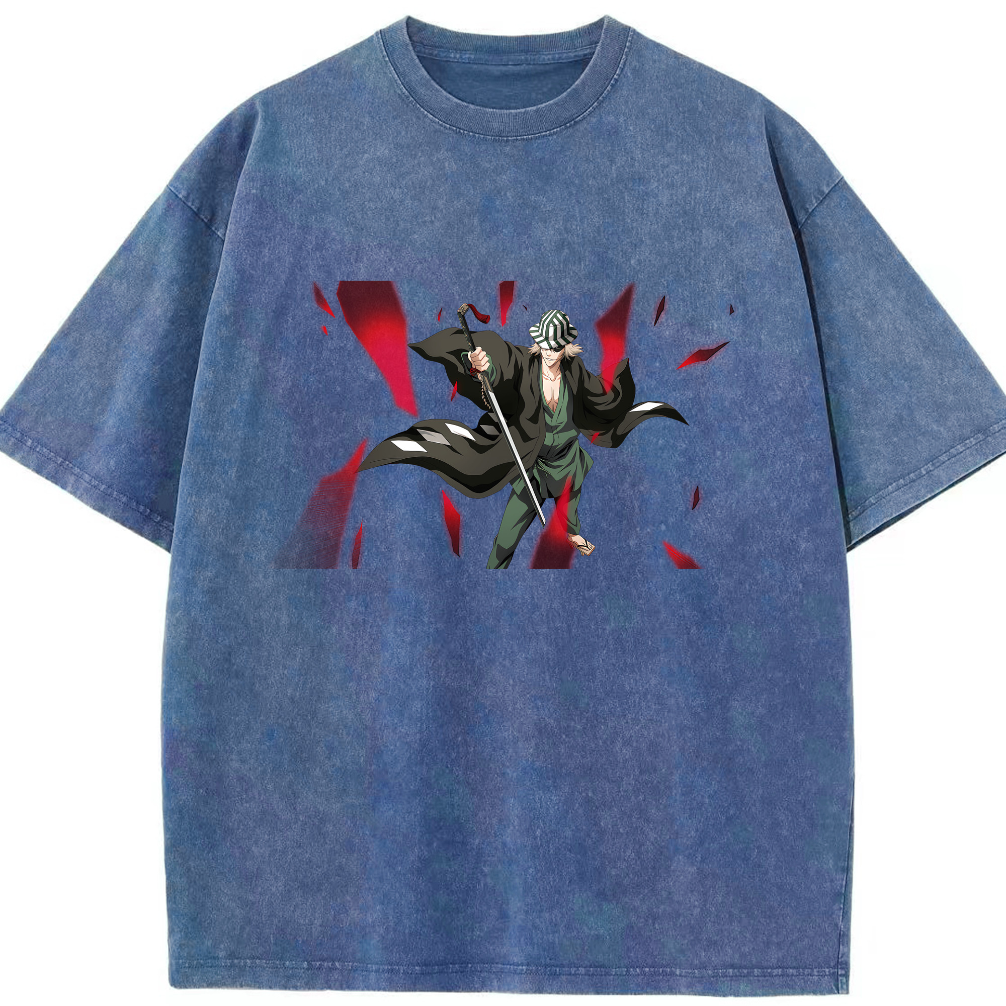 （画像用） "ブリーチ 浦原 喜助（うらはら きすけ） BLEACH Urahara Kisuke " 綿100% ヴィンテージ風 半袖Tシャツ（フロントプリント）