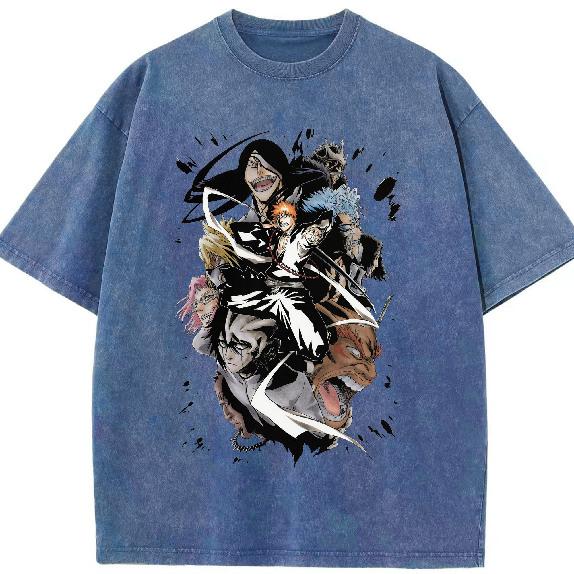 （画像用） ブリーチ 黒崎一護（くろさき いちご）BLEACH Kurosaki Ichigo 綿100% ヴィンテージ風 半袖Tシャツ（フロントプリント）