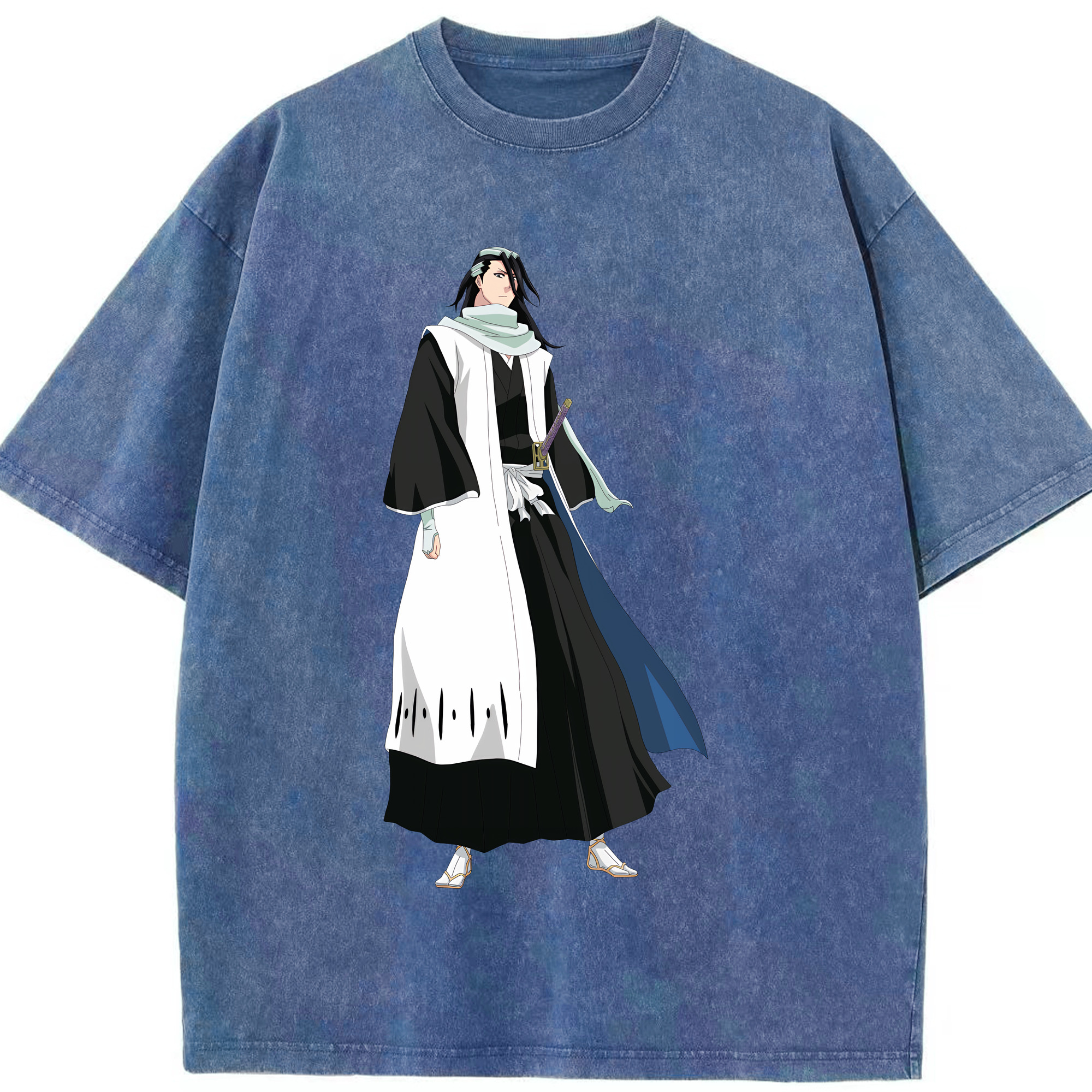 （画像用） ブリーチ くちき びゃくや BLEACH Kuchiki Byakuya 綿100% ヴィンテージ風 半袖Tシャツ（フロントプリント）