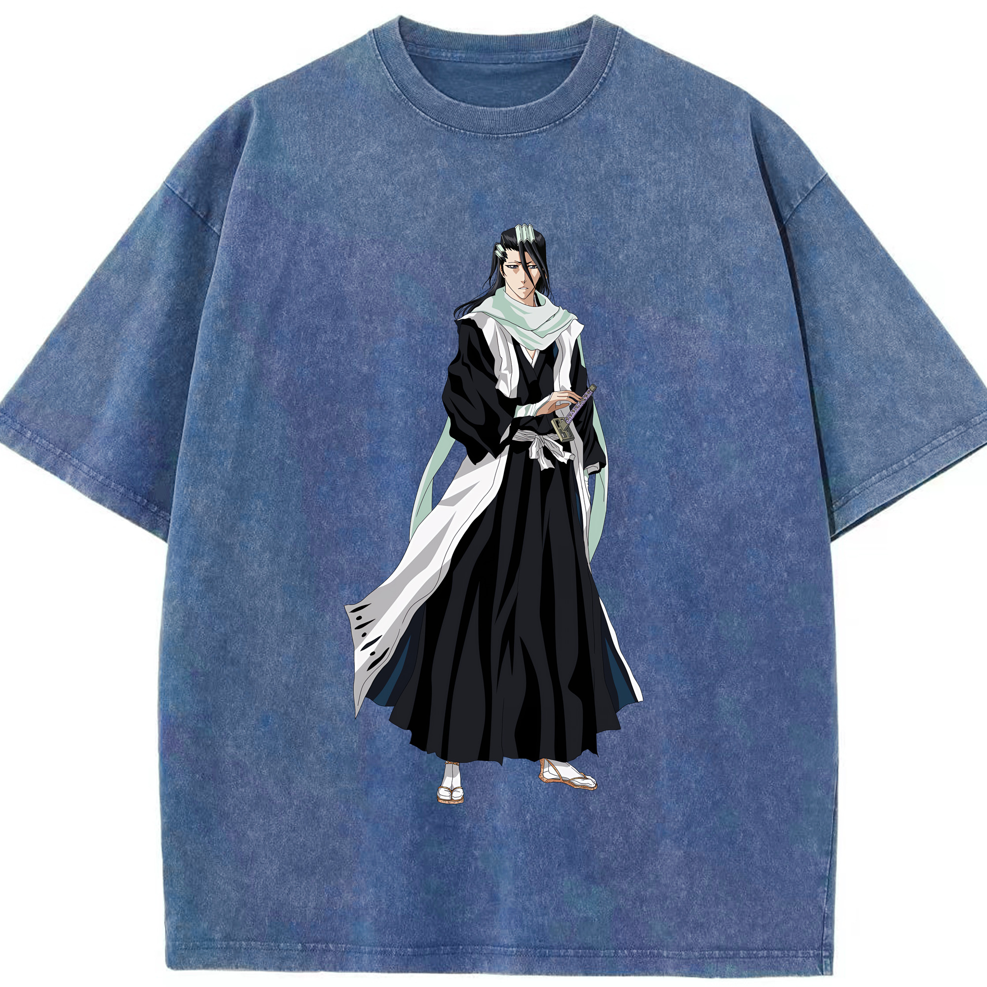 （画像用） ブリーチ くちき びゃくや BLEACH Kuchiki Byakuya 綿100% ヴィンテージ風 半袖Tシャツ（フロントプリント）