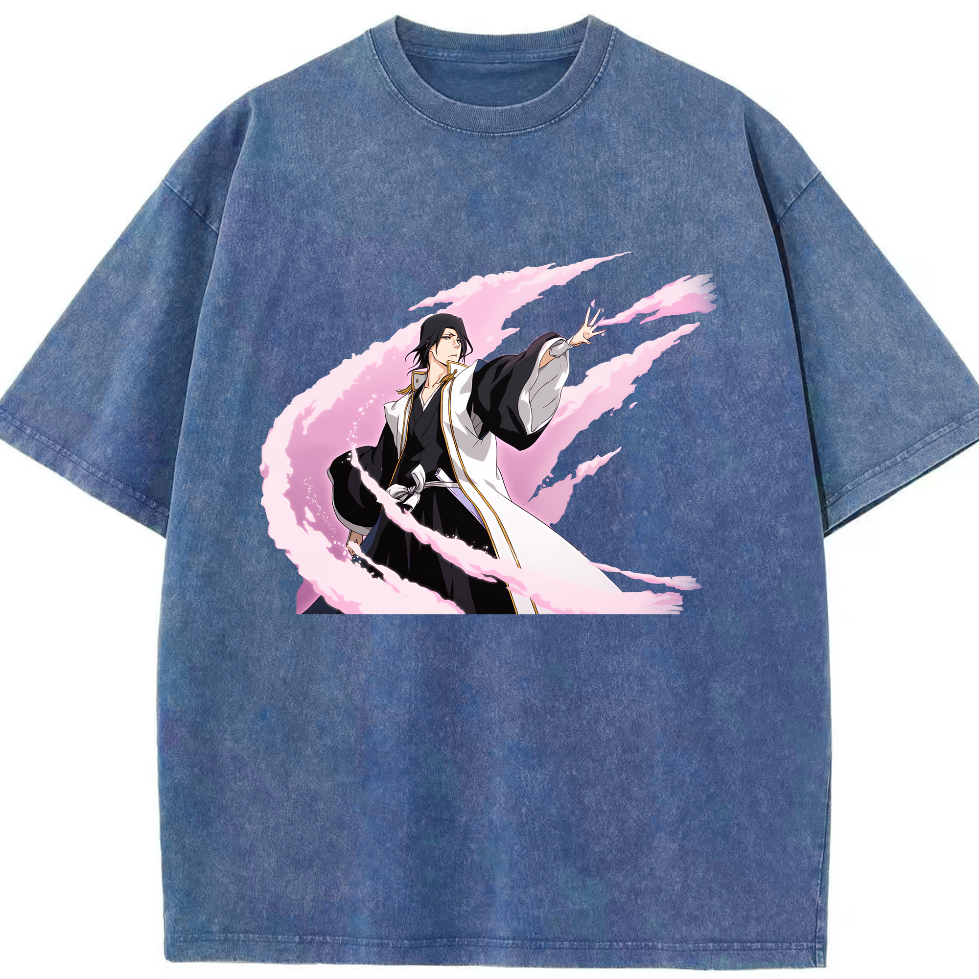 （画像用） ブリーチ くちき びゃくや BLEACH Kuchiki Byakuya 綿100% ヴィンテージ風 半袖Tシャツ（フロントプリント）