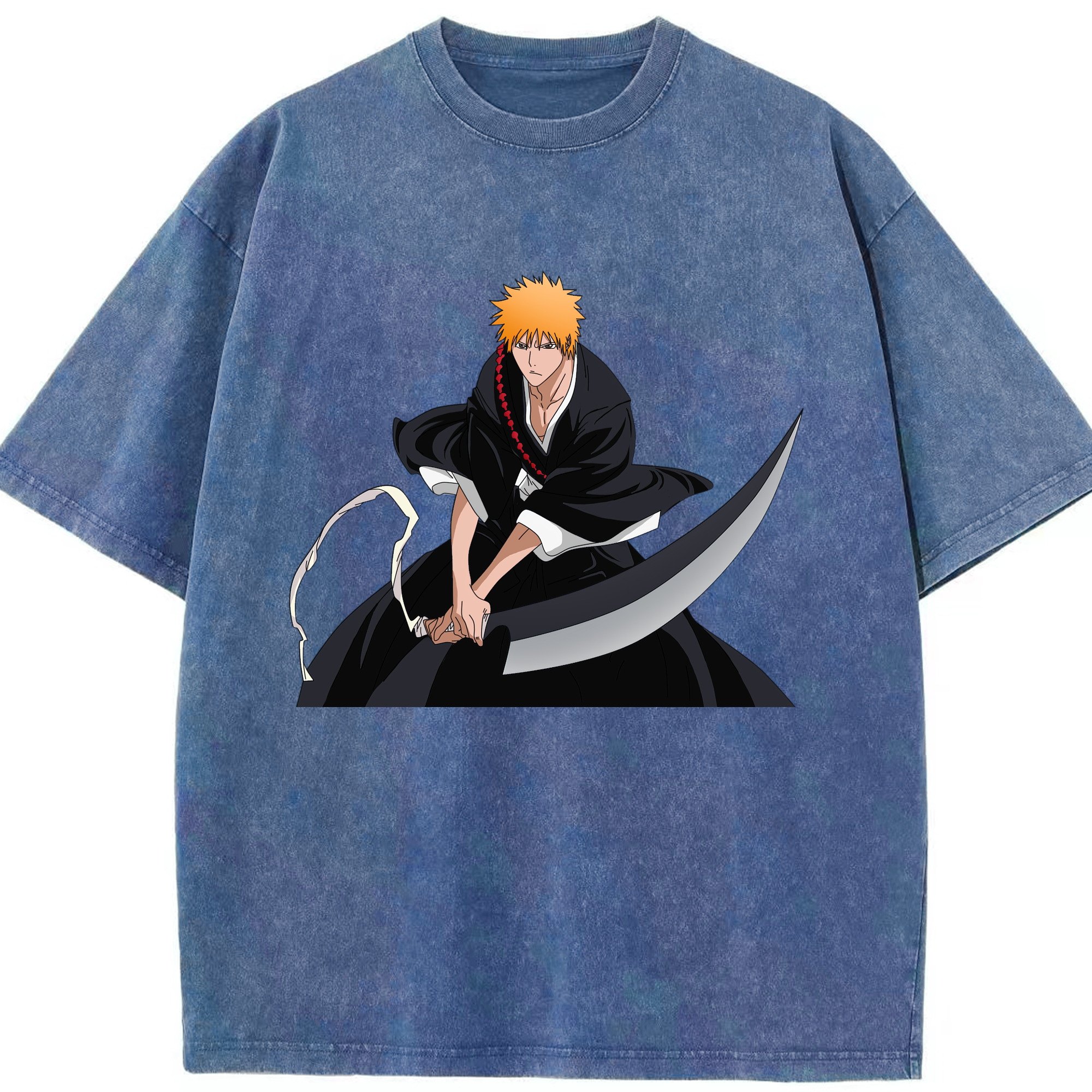 （画像用） ブリーチ 黒崎一護（くろさき いちご）BLEACH Kurosaki Ichigo 綿100% ヴィンテージ風 半袖Tシャツ（フロントプリント）