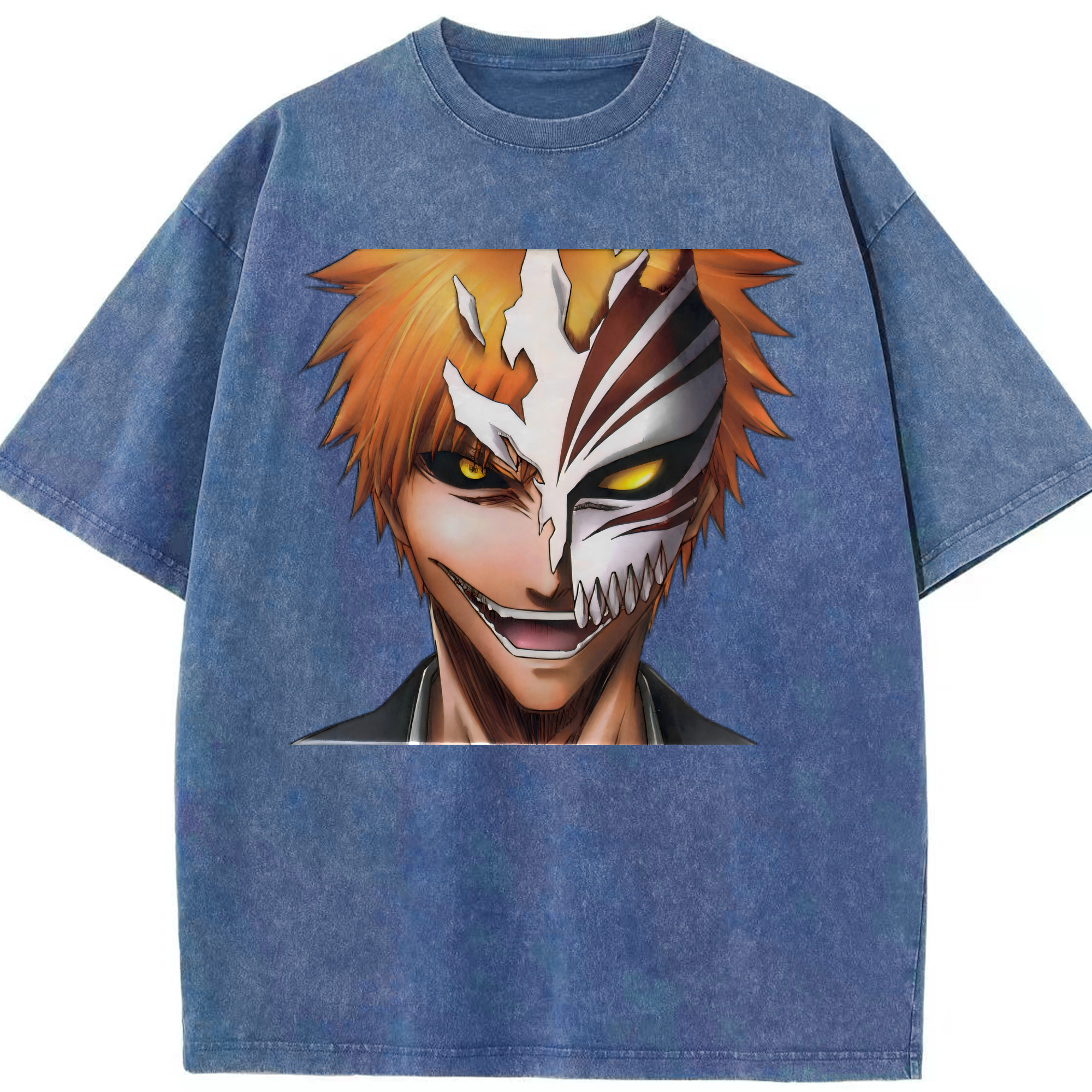（画像用） ブリーチ 黒崎一護（くろさき いちご）BLEACH Kurosaki Ichigo 綿100% ヴィンテージ風 半袖Tシャツ（フロントプリント）