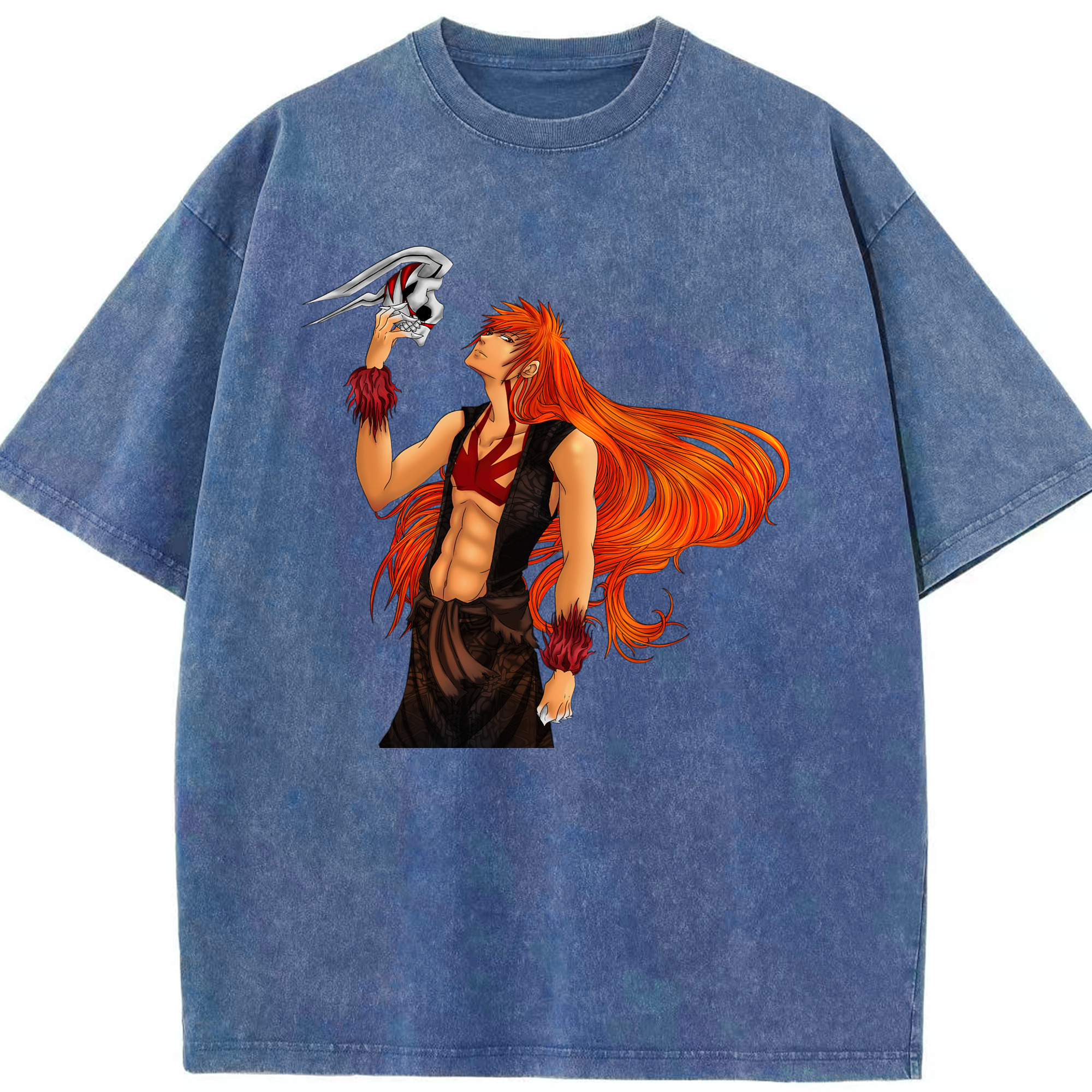 （画像用） ブリーチ 黒崎一護（くろさき いちご）BLEACH Kurosaki Ichigo 綿100% ヴィンテージ風 半袖Tシャツ（フロントプリント）