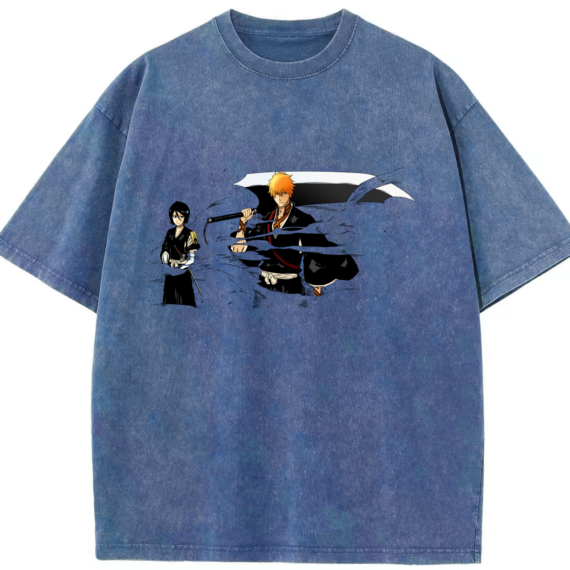 （画像用） ブリーチ 黒崎一護（くろさき いちご）BLEACH Kurosaki Ichigo 綿100% ヴィンテージ風 半袖Tシャツ（フロントプリント）