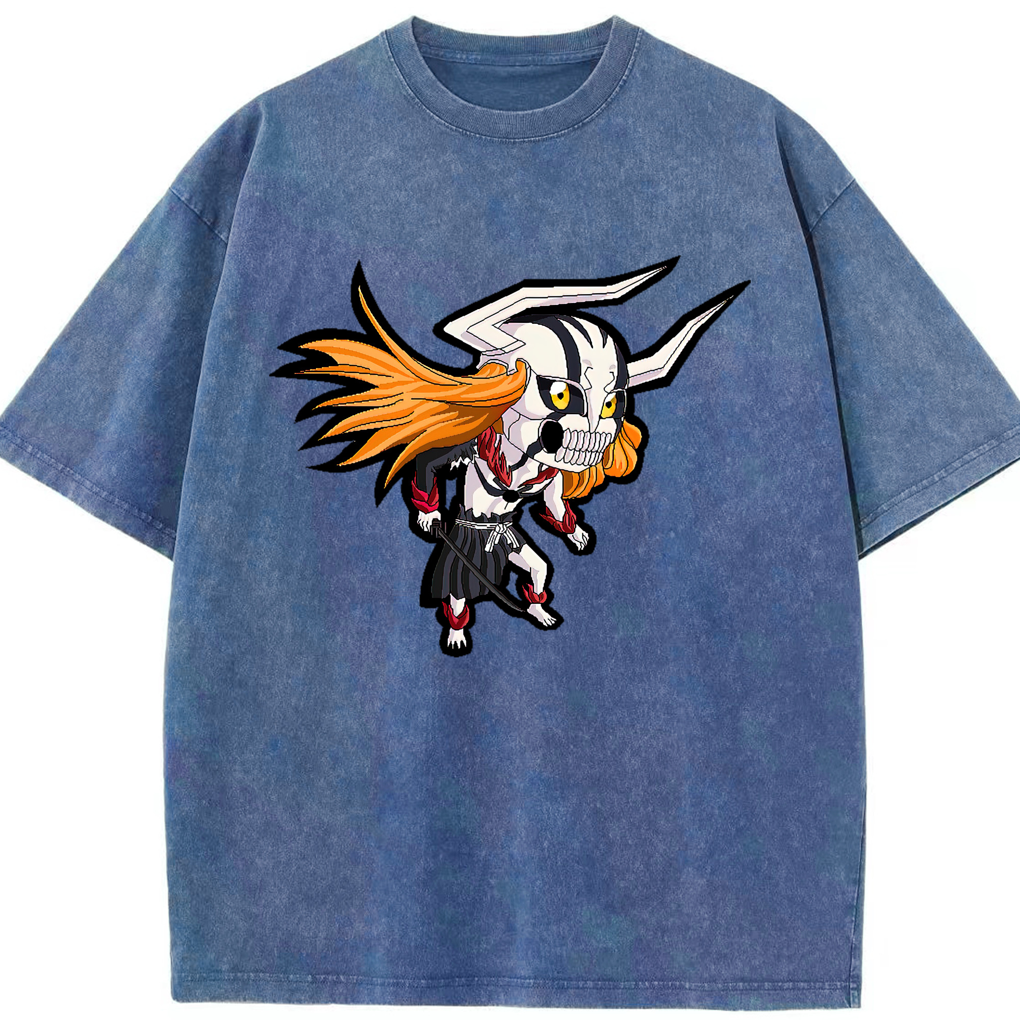 （画像用） ブリーチ 黒崎一護（くろさき いちご）BLEACH Kurosaki Ichigo 綿100% ヴィンテージ風 半袖Tシャツ（フロントプリント）