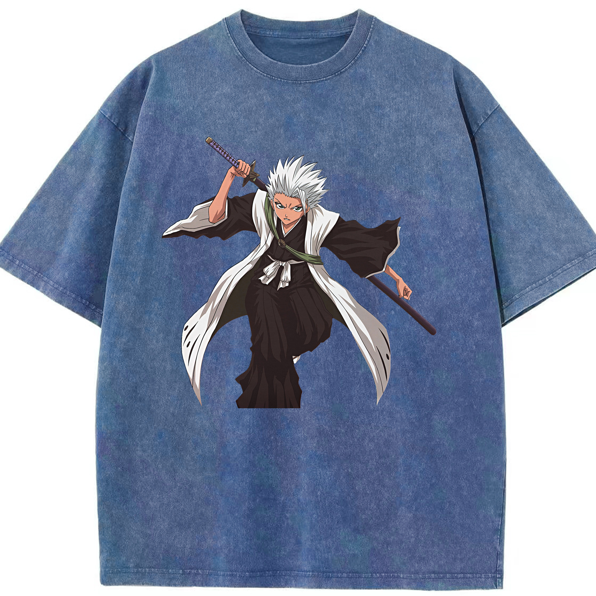 （画像用） ブリーチ 日番谷冬獅郎（ひつがや とうしろう） BLEACH Hitsugaya Toushirou 綿100% ヴィンテージ風 半袖Tシャツ（フロントプリント）