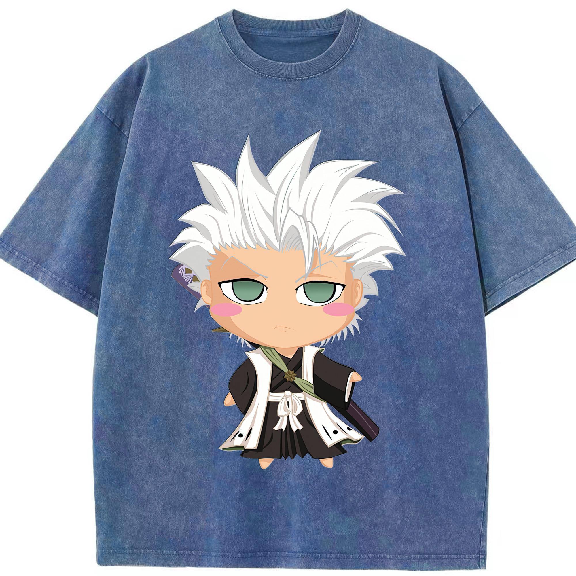 （画像用） ブリーチ 日番谷冬獅郎（ひつがや とうしろう） BLEACH Hitsugaya Toushirou 綿100% ヴィンテージ風 半袖Tシャツ（フロントプリント）