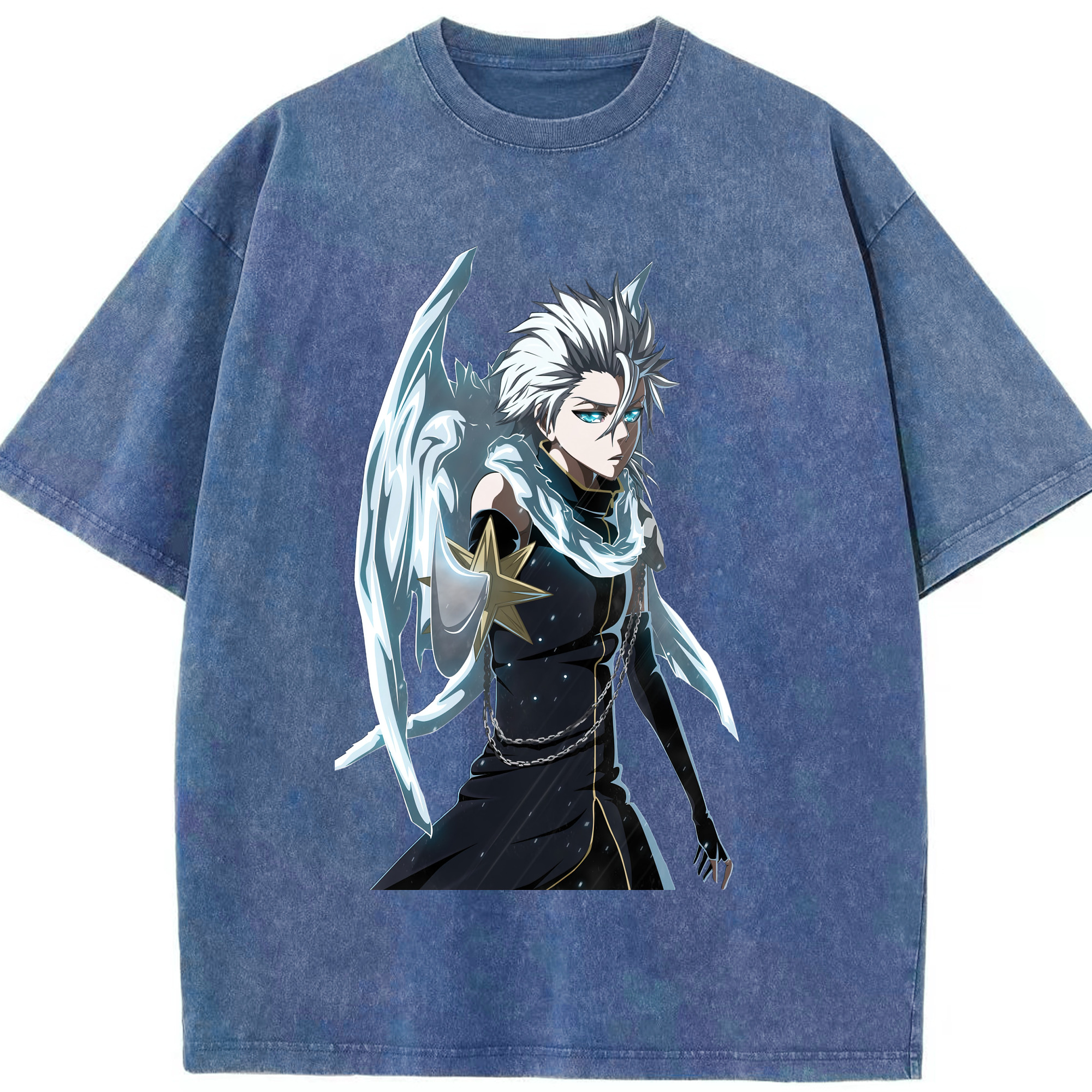 （画像用） ブリーチ 日番谷冬獅郎（ひつがや とうしろう） BLEACH Hitsugaya Toushirou 綿100% ヴィンテージ風 半袖Tシャツ（フロントプリント）