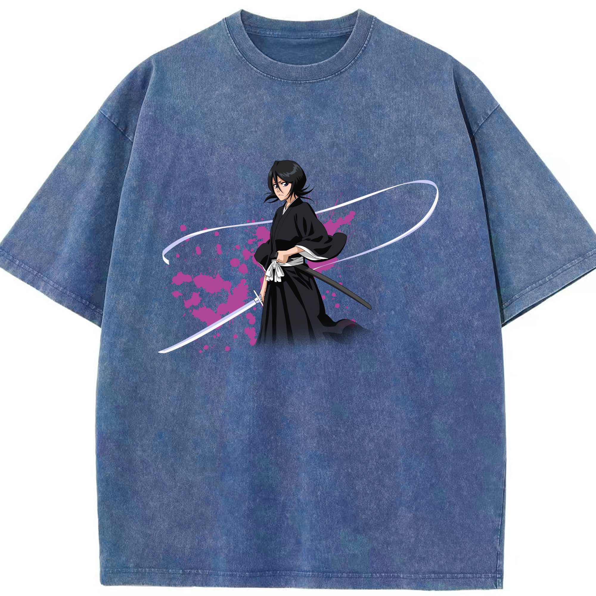（画像用） ブリーチ 朽木ルキア BLEACH Kuchiki Rukia 綿100% ヴィンテージ風 半袖Tシャツ（フロントプリント）