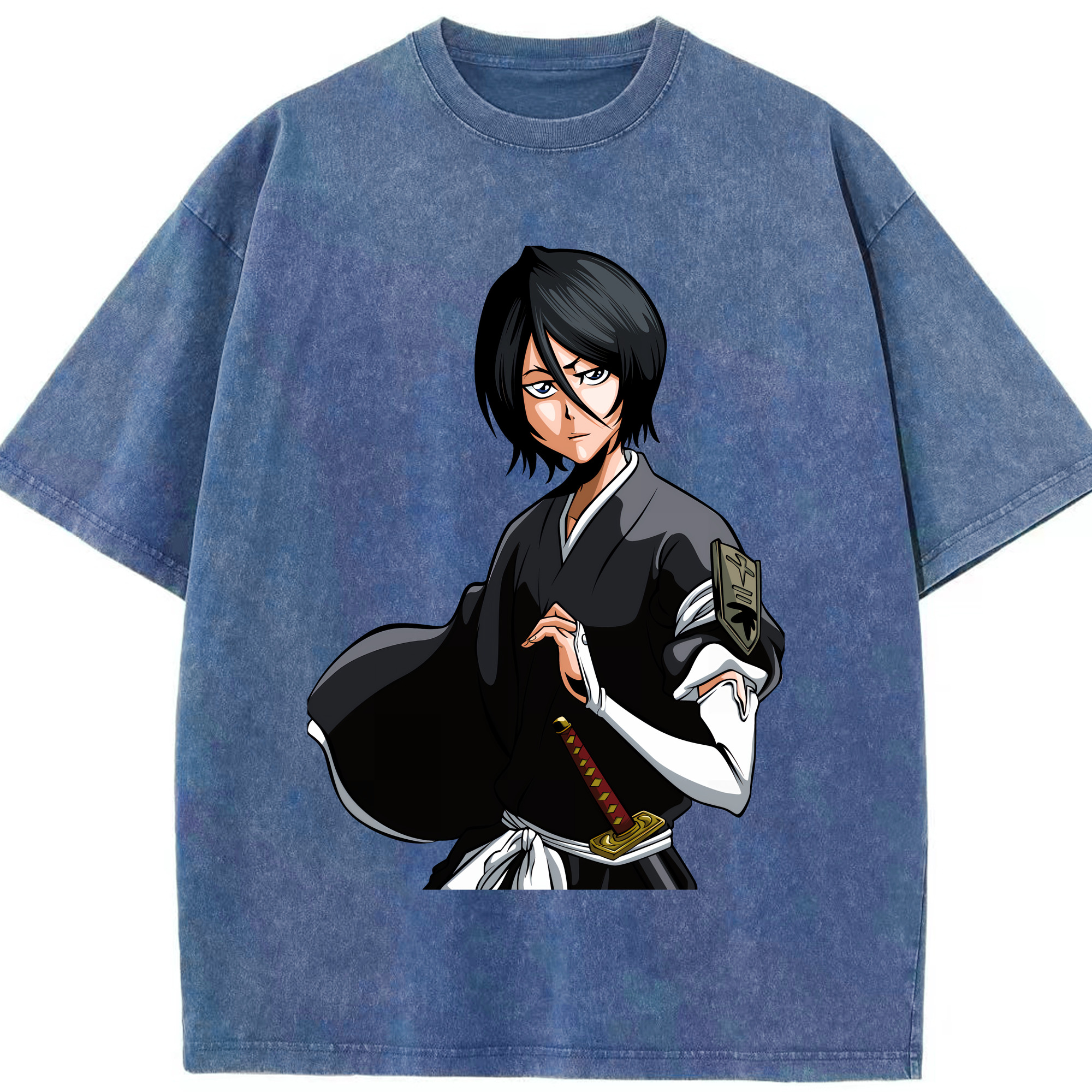 （画像用） ブリーチ 朽木ルキア BLEACH Kuchiki Rukia 綿100% ヴィンテージ風 半袖Tシャツ（フロントプリント）