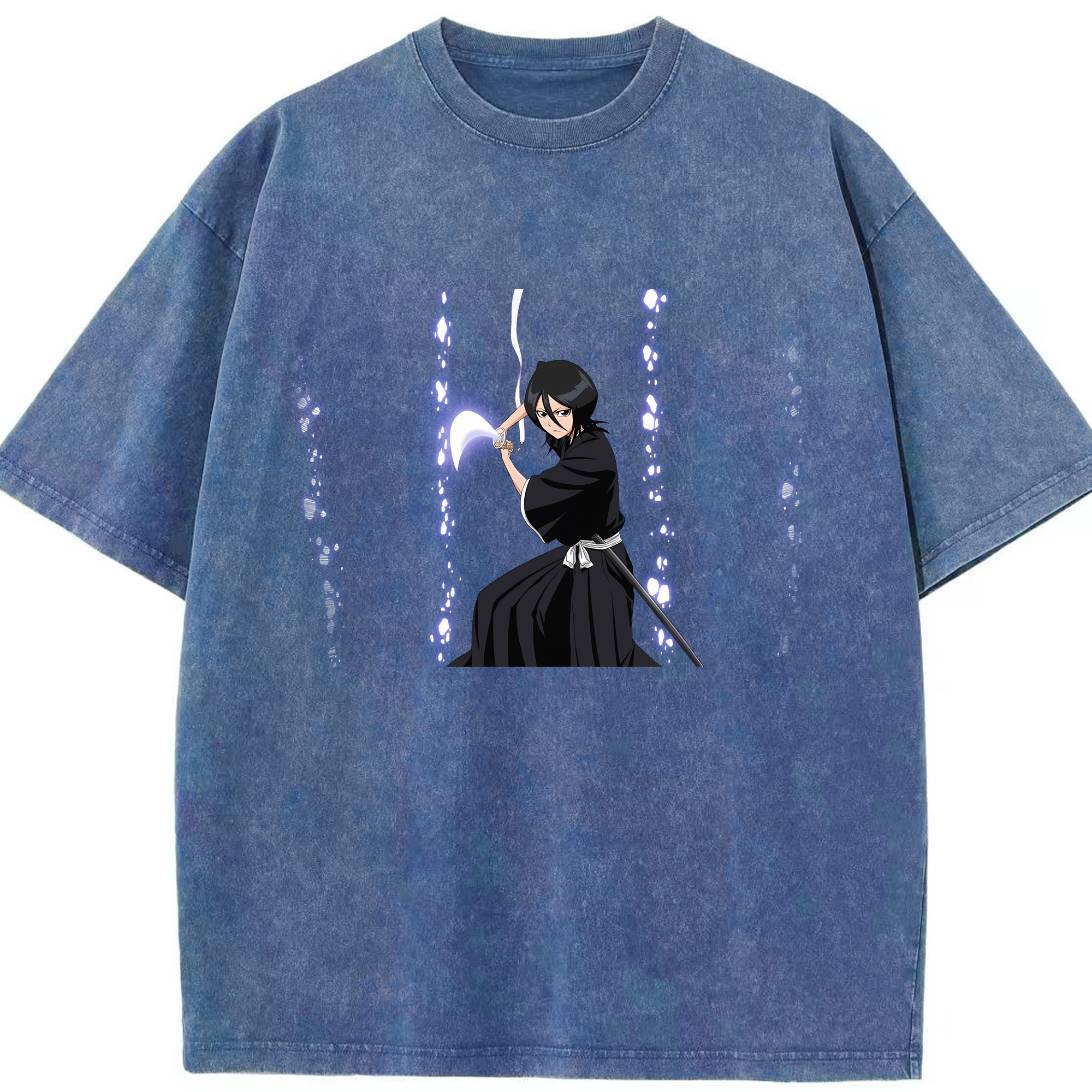 （画像用） ブリーチ 朽木ルキア BLEACH Kuchiki Rukia 綿100% ヴィンテージ風 半袖Tシャツ（フロントプリント）