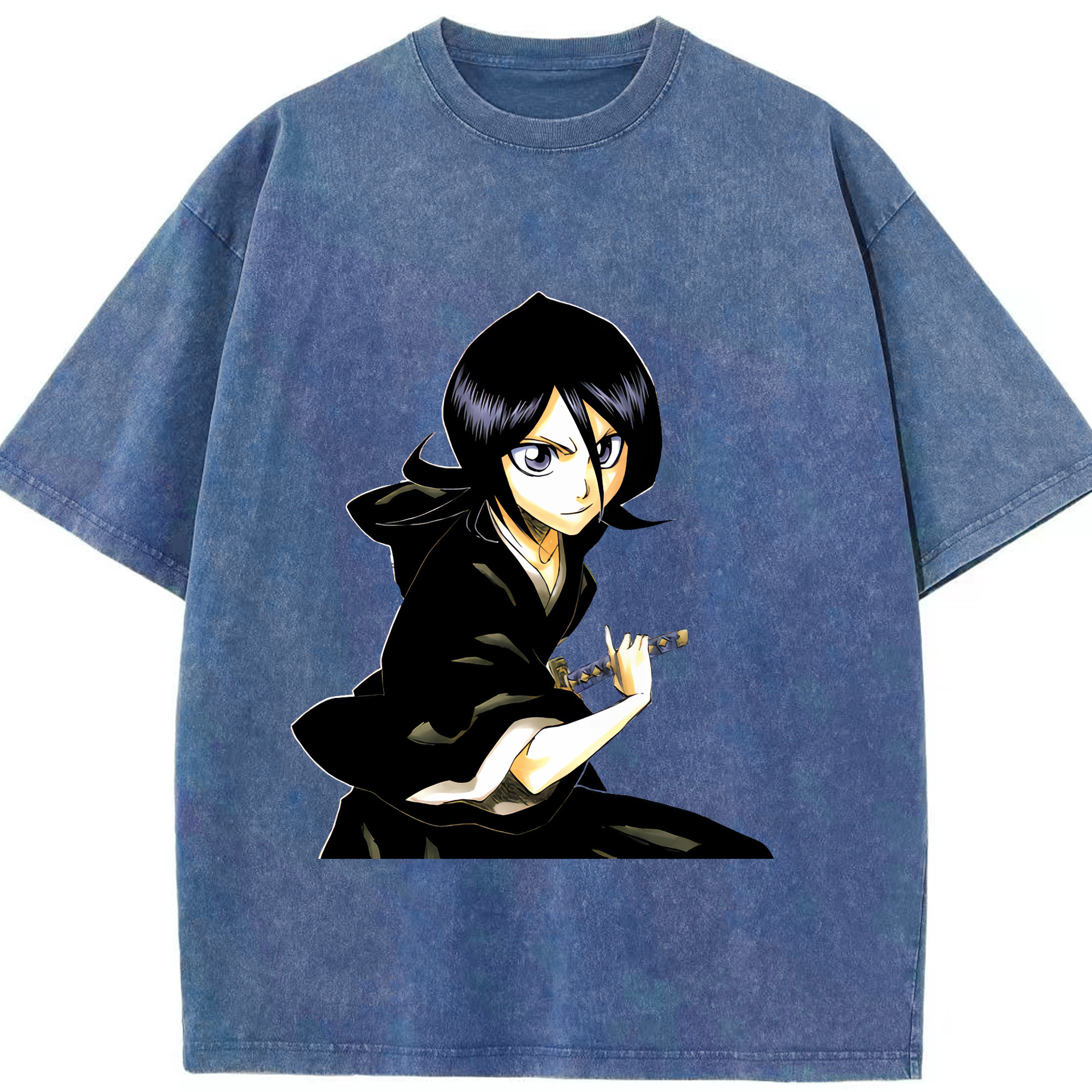 （画像用） ブリーチ 朽木ルキア BLEACH Kuchiki Rukia 綿100% ヴィンテージ風 半袖Tシャツ（フロントプリント）