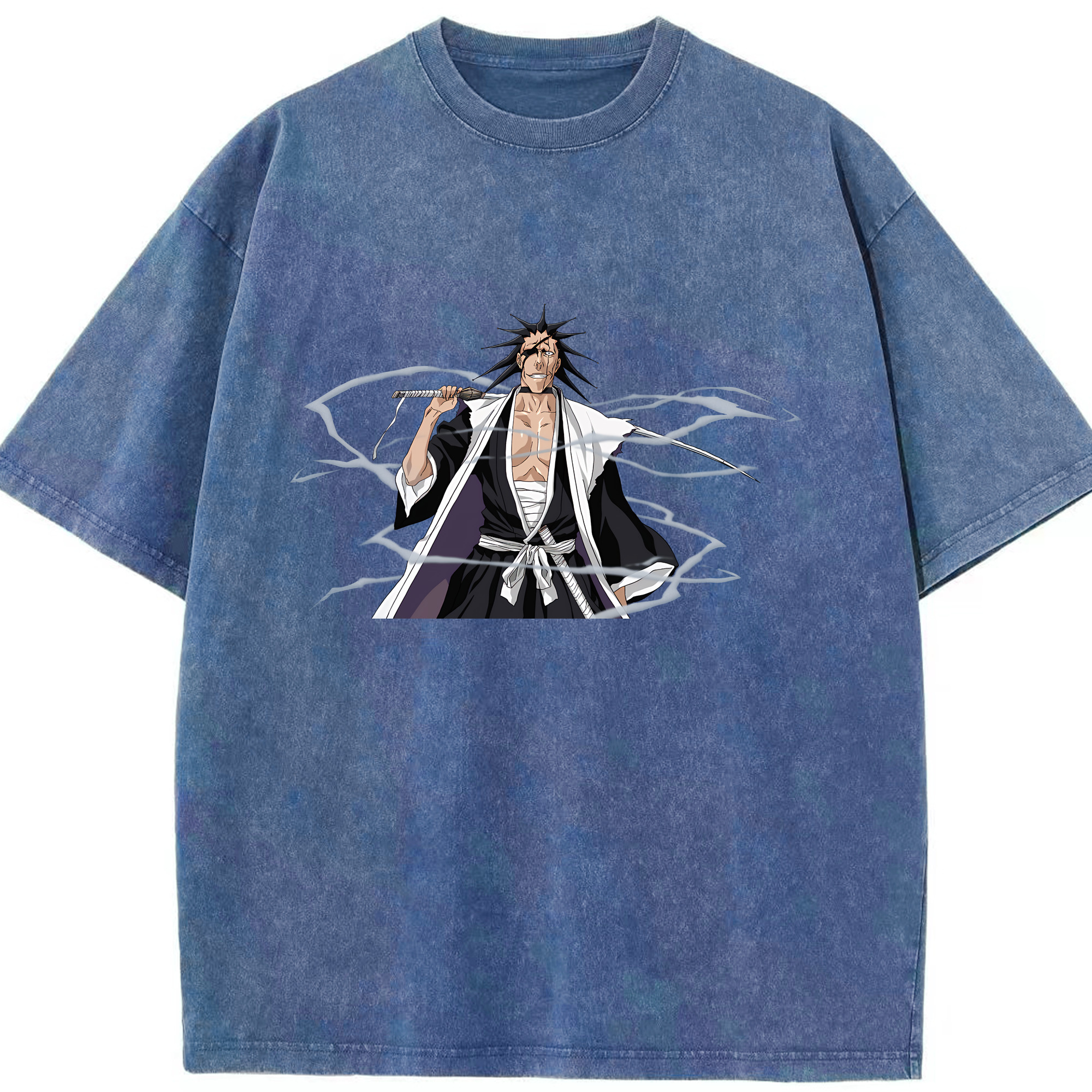 （画像用） ブリーチ ざらき けんぱち BLEACH Zaraki Kenpachi 綿100% ヴィンテージ風 半袖Tシャツ（フロントプリント）