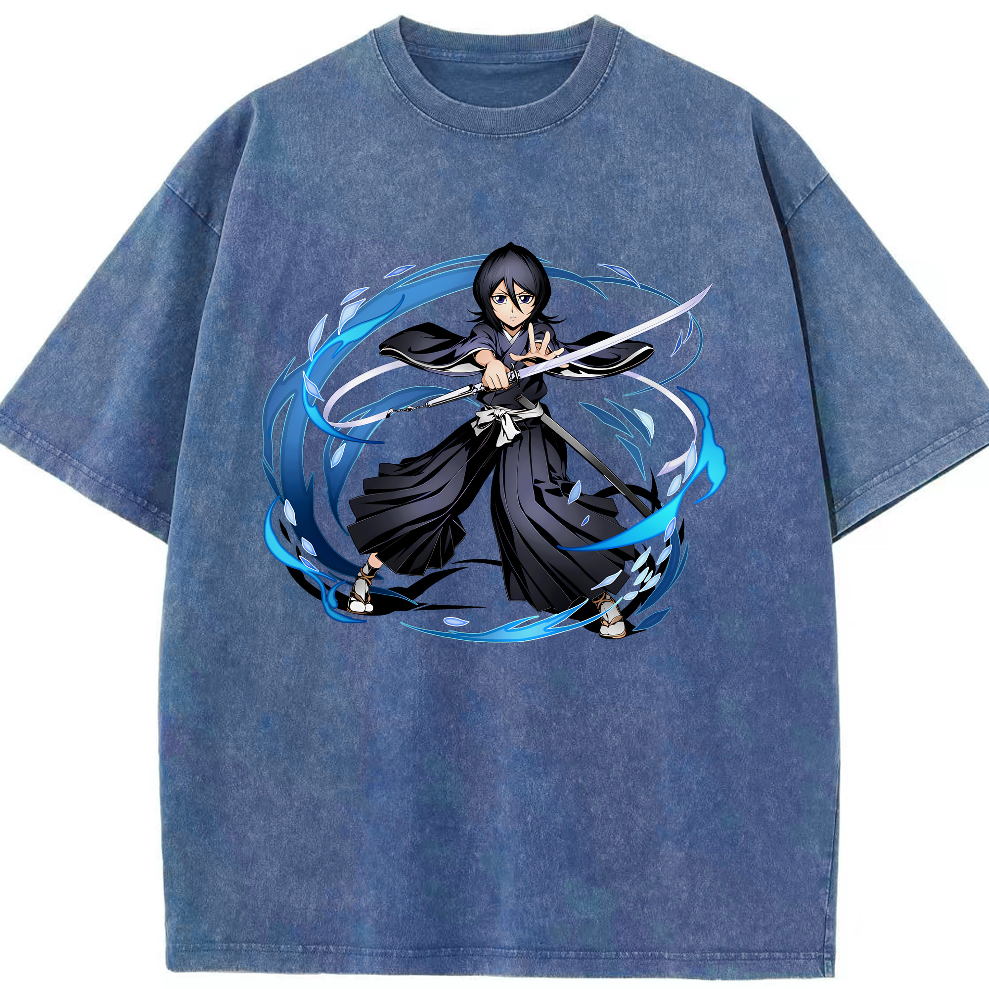 （画像用） ブリーチ 朽木ルキア BLEACH Kuchiki Rukia 綿100% ヴィンテージ風 半袖Tシャツ（フロントプリント）