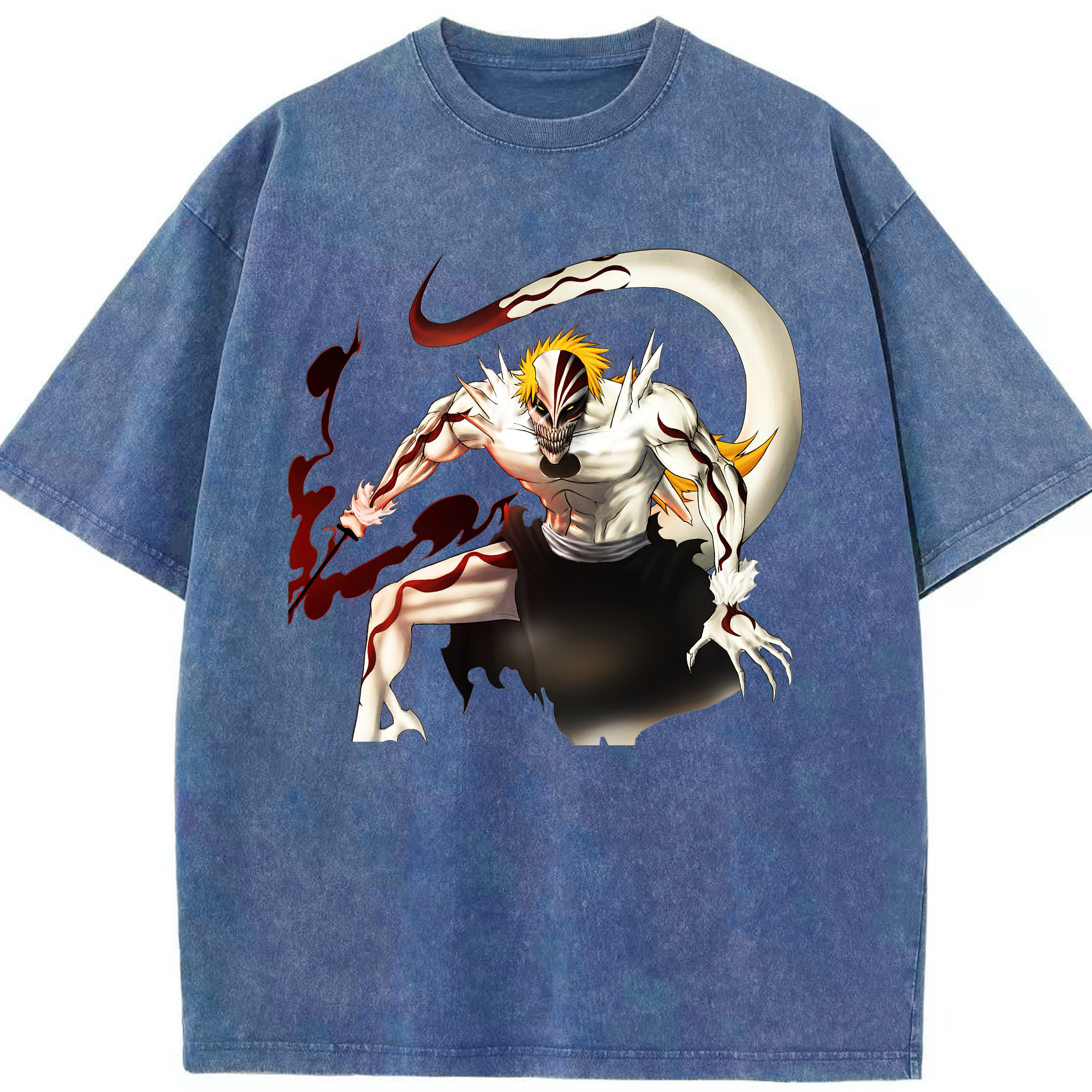 （画像用） ブリーチ 黒崎一護（くろさき いちご）BLEACH Kurosaki Ichigo 綿100% ヴィンテージ風 半袖Tシャツ（フロントプリント）