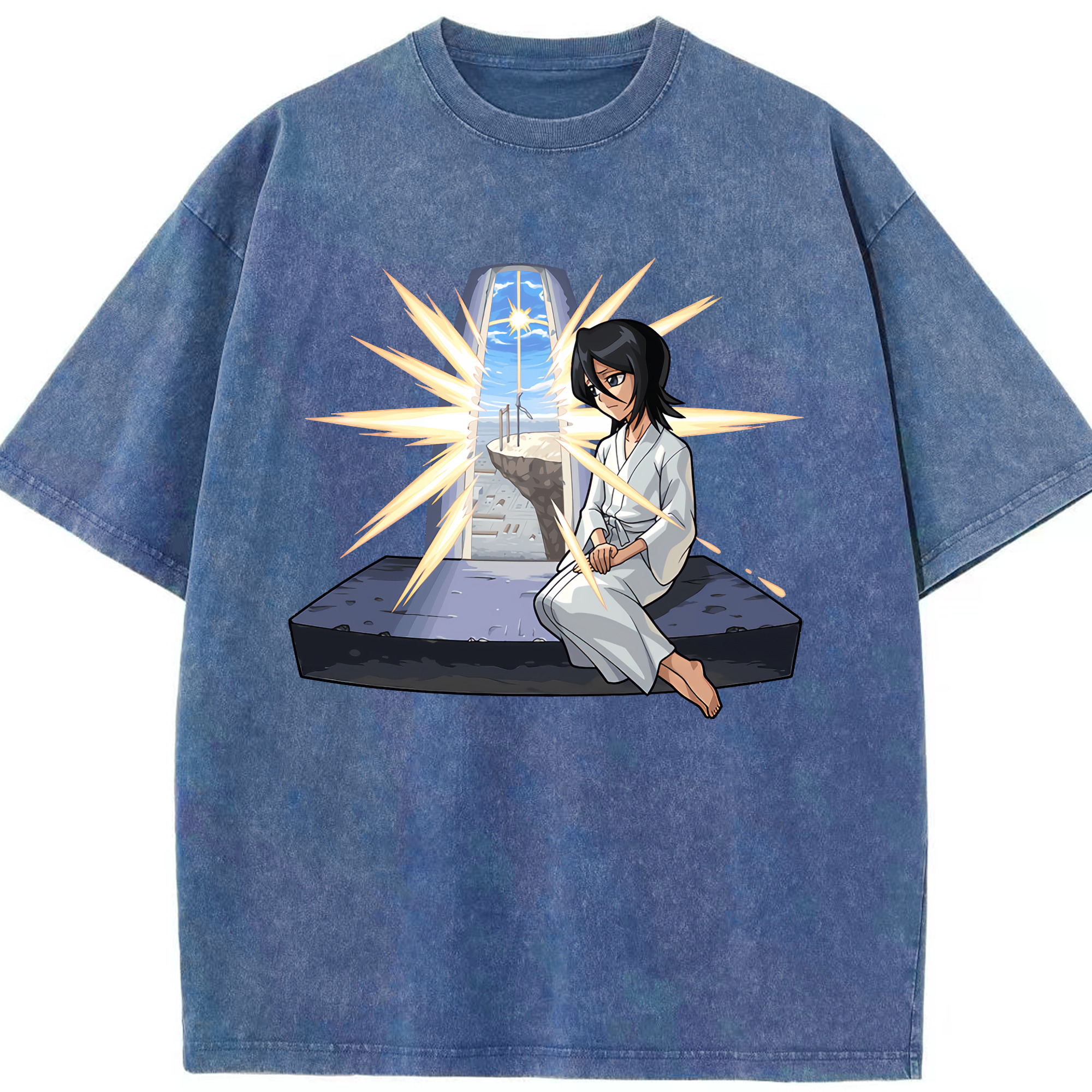 （画像用） ブリーチ 朽木ルキア BLEACH Kuchiki Rukia 綿100% ヴィンテージ風 半袖Tシャツ（フロントプリント）