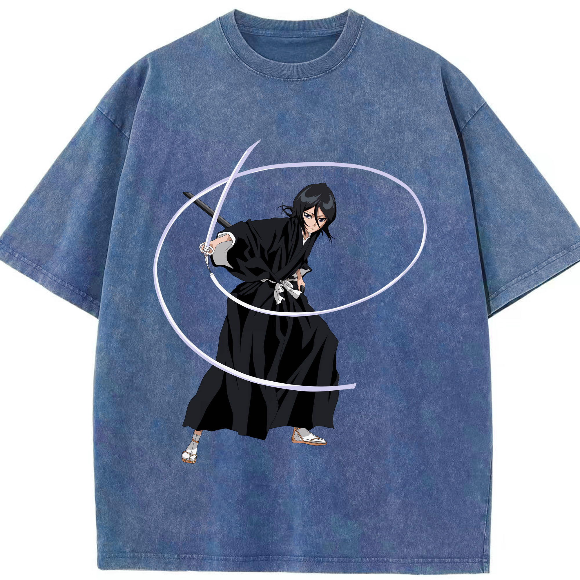 （画像用） ブリーチ 朽木ルキア BLEACH Kuchiki Rukia 綿100% ヴィンテージ風 半袖Tシャツ（フロントプリント）
