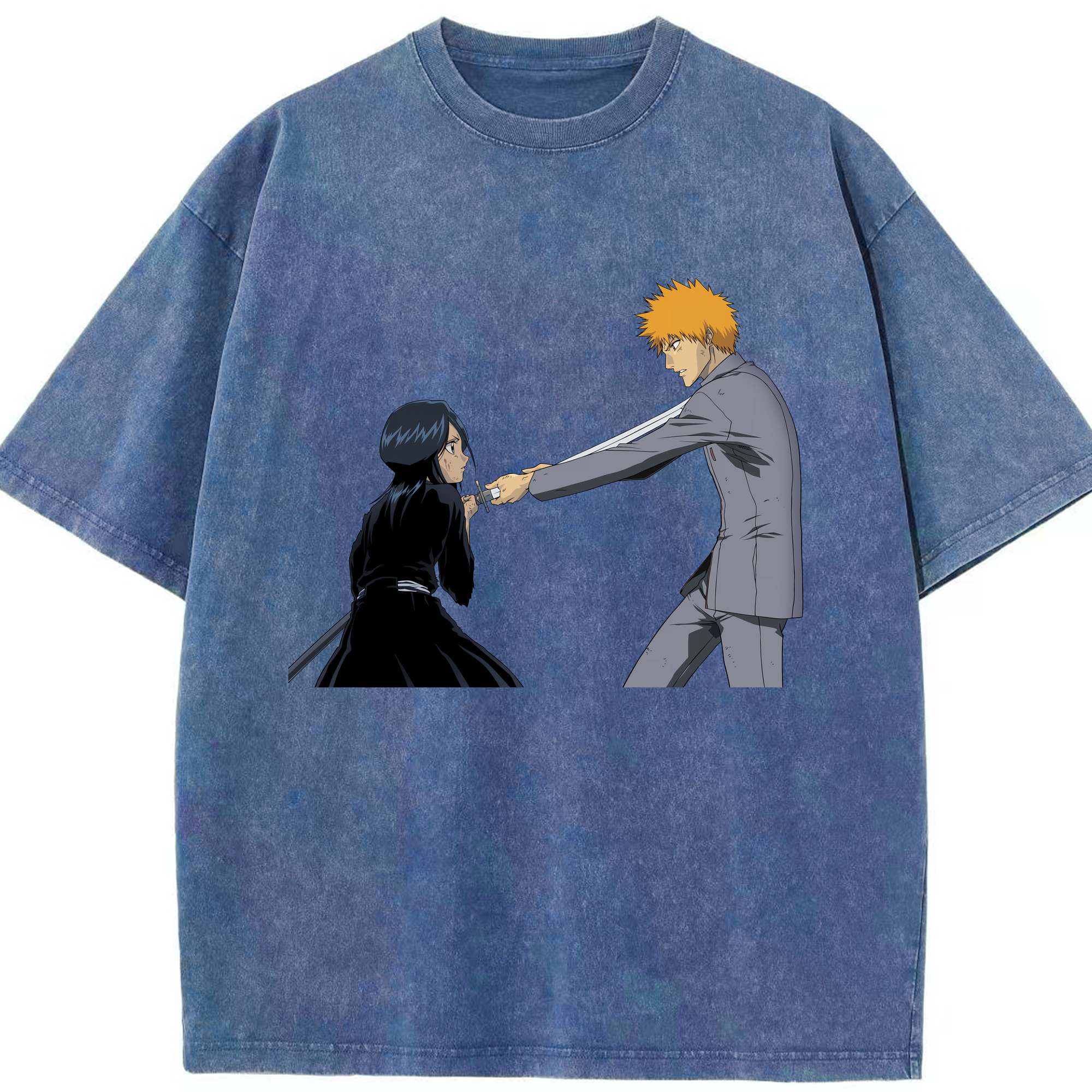 （画像用） ブリーチ 朽木ルキア BLEACH Kuchiki Rukia 綿100% ヴィンテージ風 半袖Tシャツ（フロントプリント）