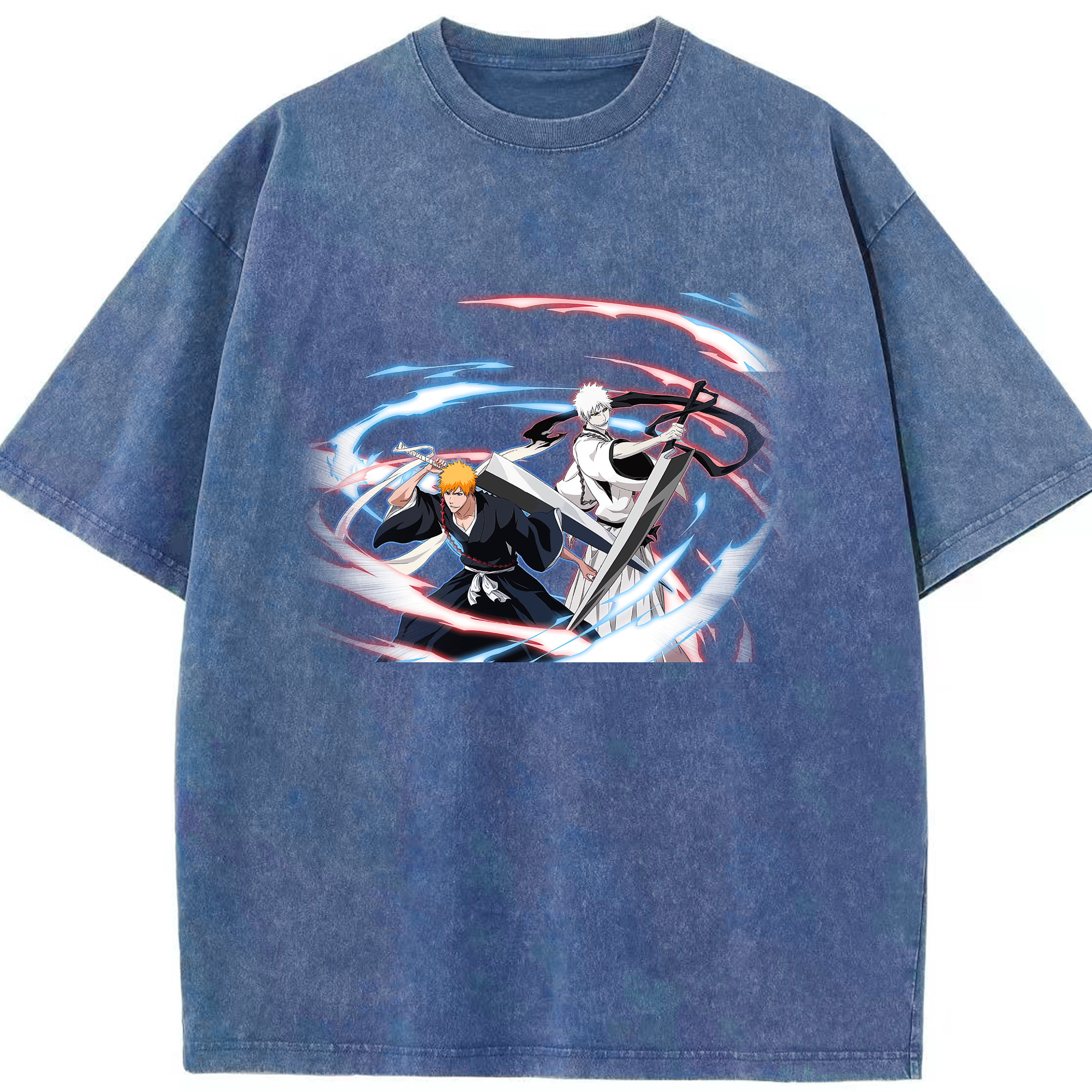 （画像用） ブリーチ 黒崎一護（くろさき いちご）BLEACH Kurosaki Ichigo 綿100% ヴィンテージ風 半袖Tシャツ（フロントプリント）