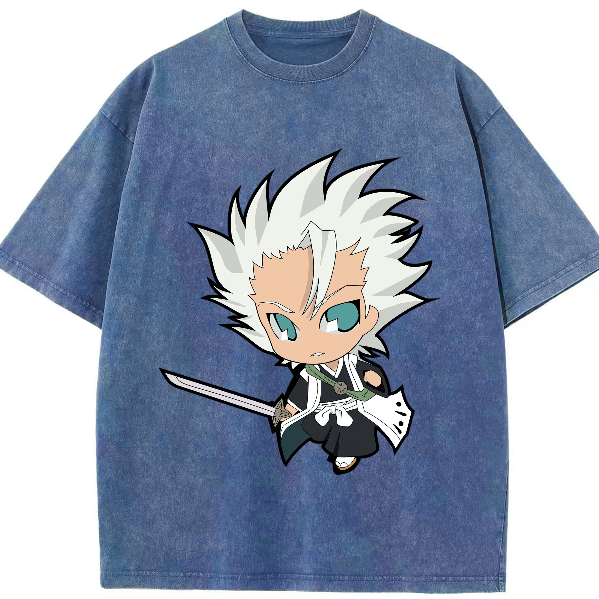 （画像用） ブリーチ 日番谷冬獅郎（ひつがや とうしろう） BLEACH Hitsugaya Toushirou 綿100% ヴィンテージ風 半袖Tシャツ（フロントプリント）