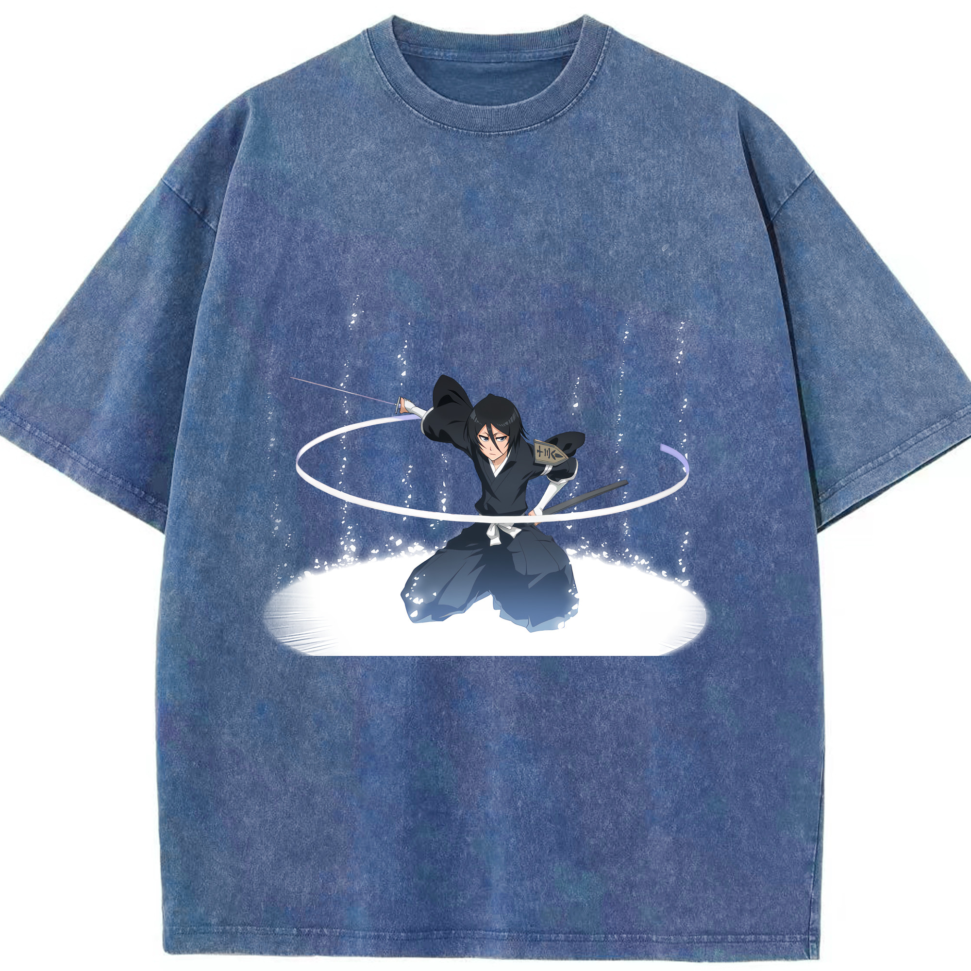 （画像用） ブリーチ 朽木ルキア BLEACH Kuchiki Rukia 綿100% ヴィンテージ風 半袖Tシャツ（フロントプリント）