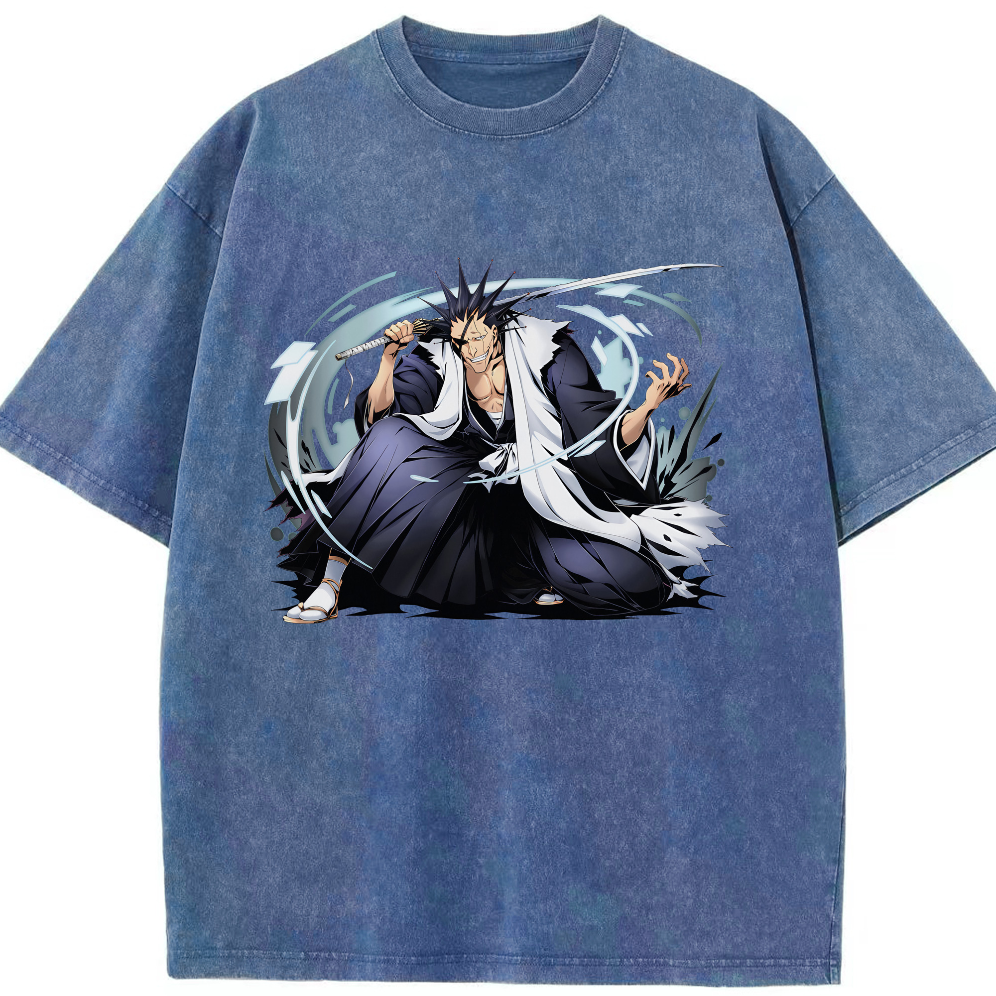 （画像用） ブリーチ ざらき けんぱち BLEACH Zaraki Kenpachi 綿100% ヴィンテージ風 半袖Tシャツ（フロントプリント）