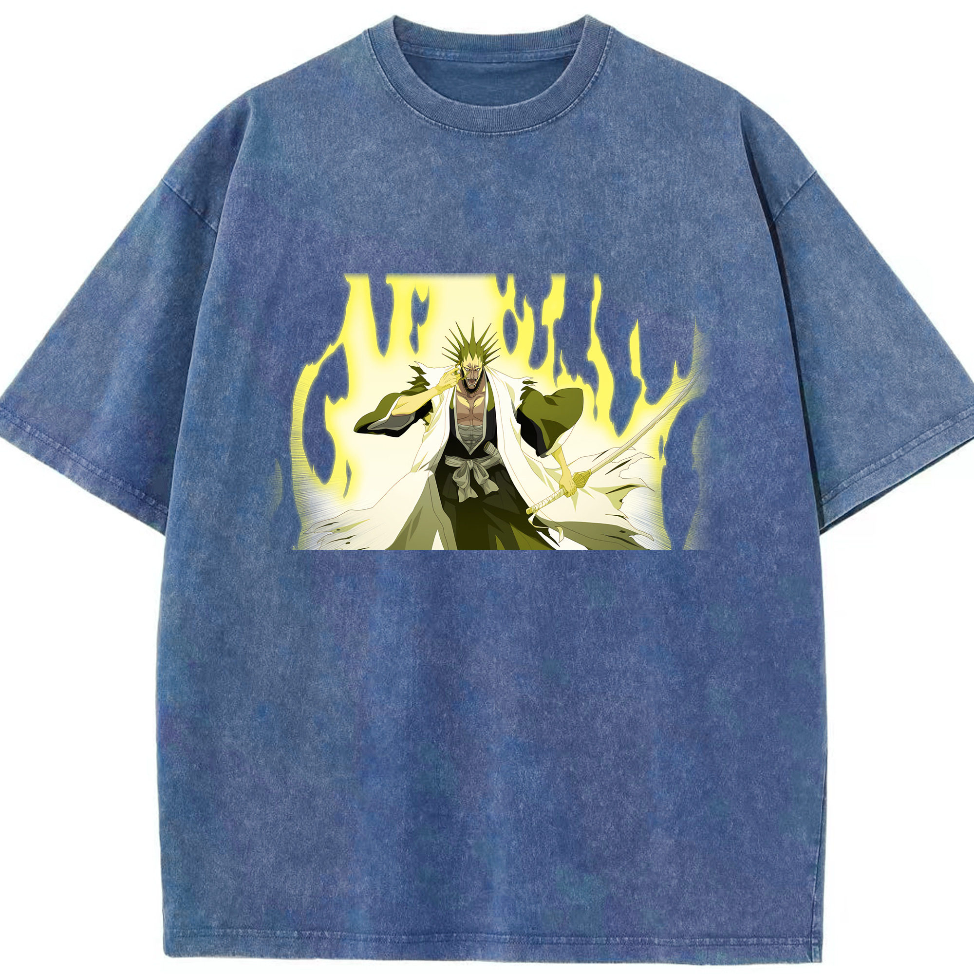 （画像用） ブリーチ ざらき けんぱち BLEACH Zaraki Kenpachi 綿100% ヴィンテージ風 半袖Tシャツ（フロントプリント）