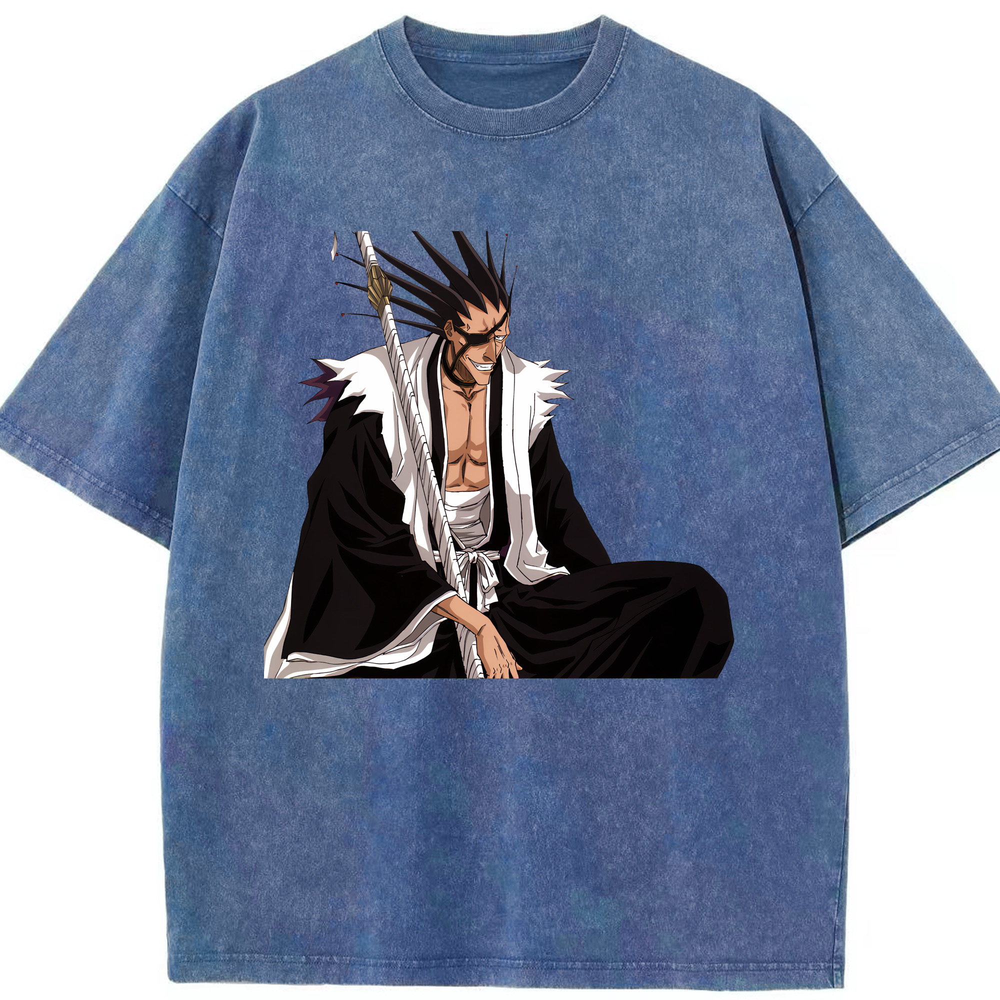 （画像用） ブリーチ ざらき けんぱち BLEACH Zaraki Kenpachi 綿100% ヴィンテージ風 半袖Tシャツ（フロントプリント）