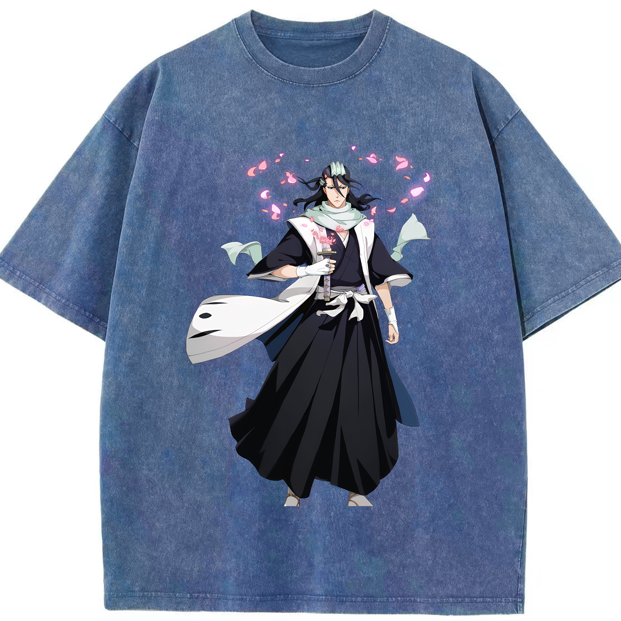 （画像用） ブリーチ くちき びゃくや BLEACH Kuchiki Byakuya 綿100% ヴィンテージ風 半袖Tシャツ（フロントプリント）