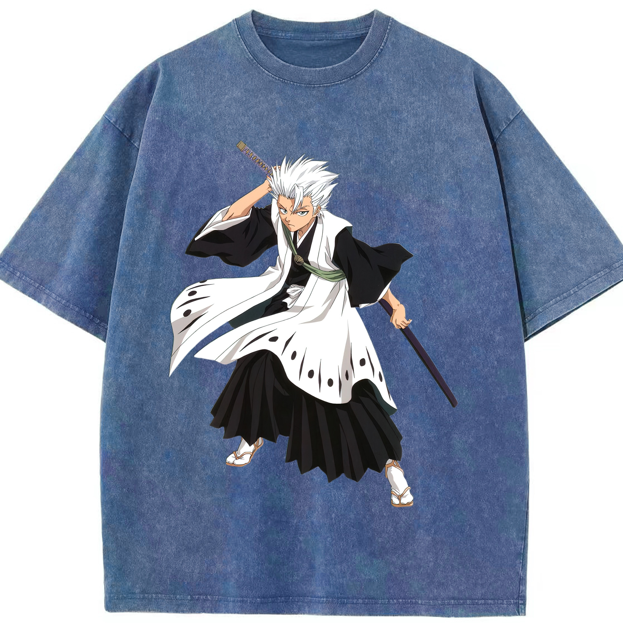 （画像用） ブリーチ 日番谷冬獅郎（ひつがや とうしろう） BLEACH Hitsugaya Toushirou 綿100% ヴィンテージ風 半袖Tシャツ（フロントプリント）