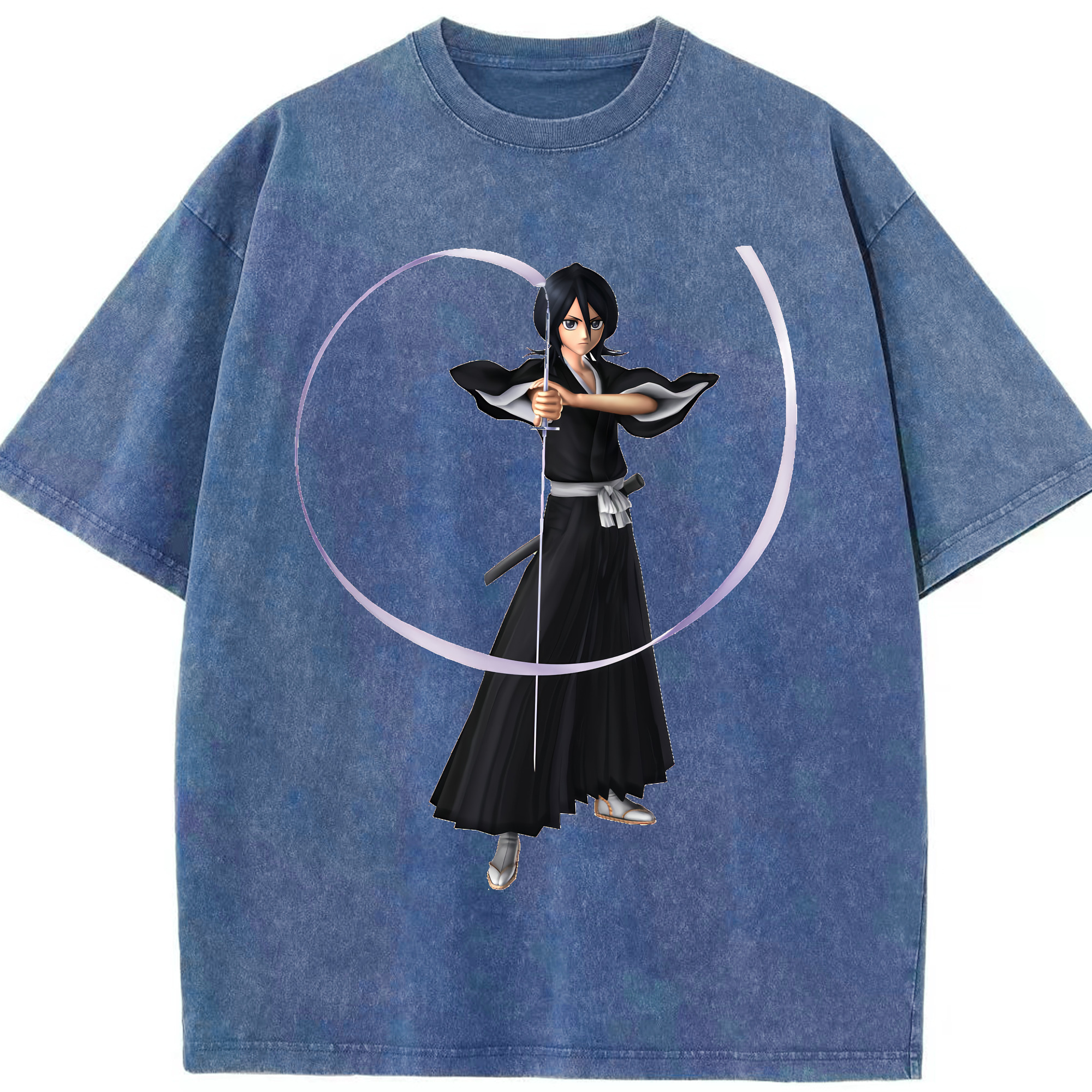 （画像用） ブリーチ 朽木ルキア BLEACH Kuchiki Rukia 綿100% ヴィンテージ風 半袖Tシャツ（フロントプリント）