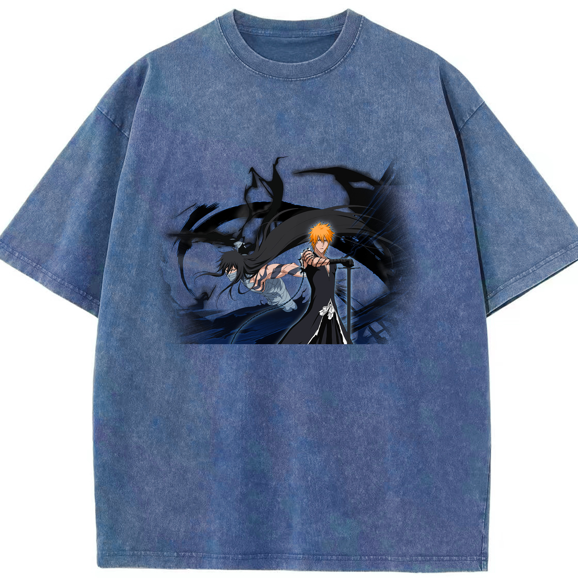 （画像用） ブリーチ 黒崎一護（くろさき いちご）BLEACH Kurosaki Ichigo 綿100% ヴィンテージ風 半袖Tシャツ（フロントプリント）