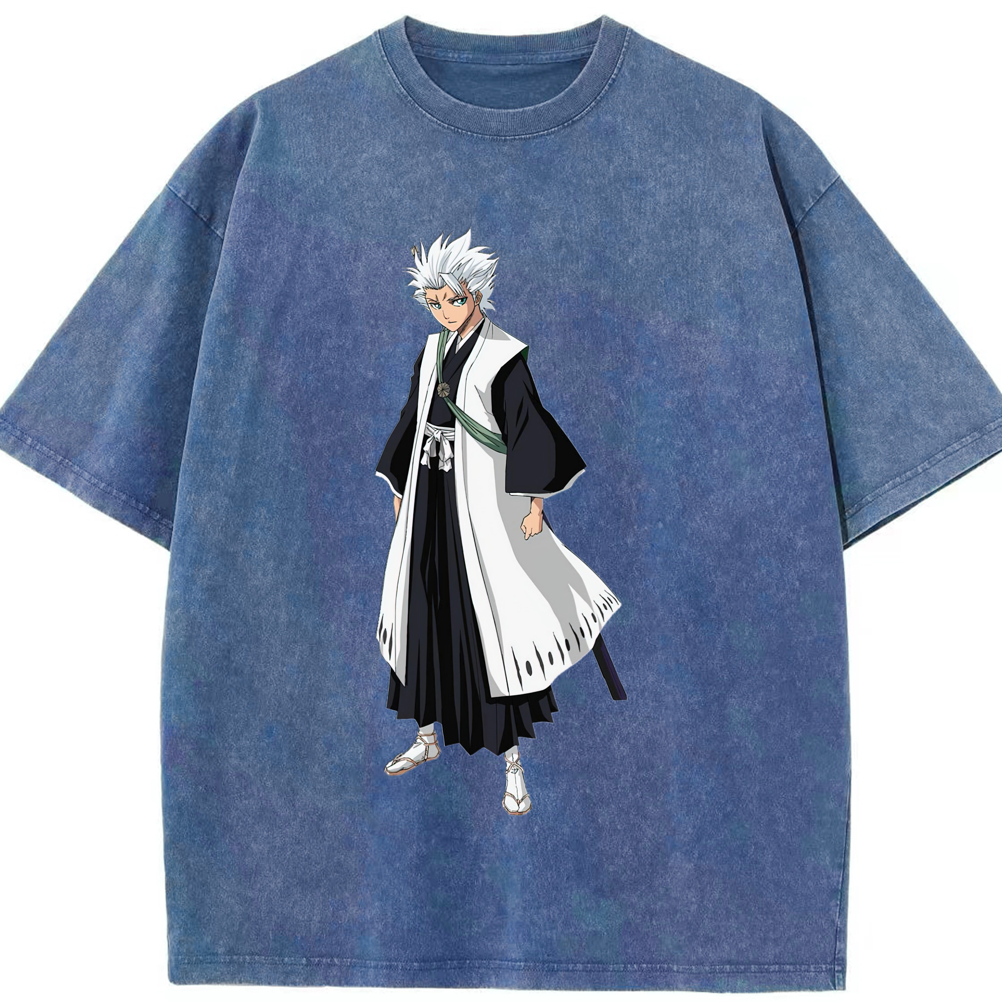 （画像用） ブリーチ 日番谷冬獅郎（ひつがや とうしろう） BLEACH Hitsugaya Toushirou 綿100% ヴィンテージ風 半袖Tシャツ（フロントプリント）