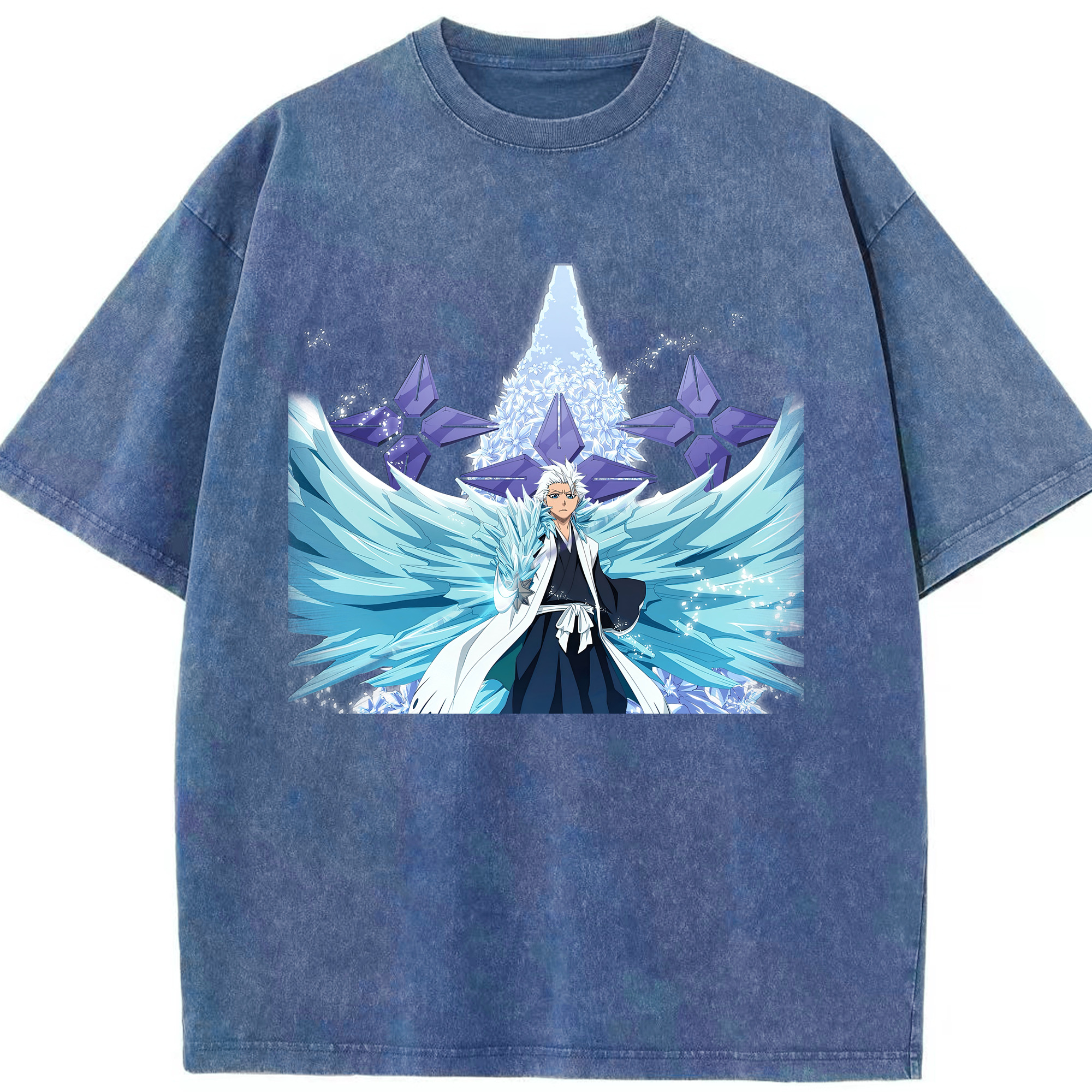 （画像用） ブリーチ 日番谷冬獅郎（ひつがや とうしろう） BLEACH Hitsugaya Toushirou 綿100% ヴィンテージ風 半袖Tシャツ（フロントプリント）