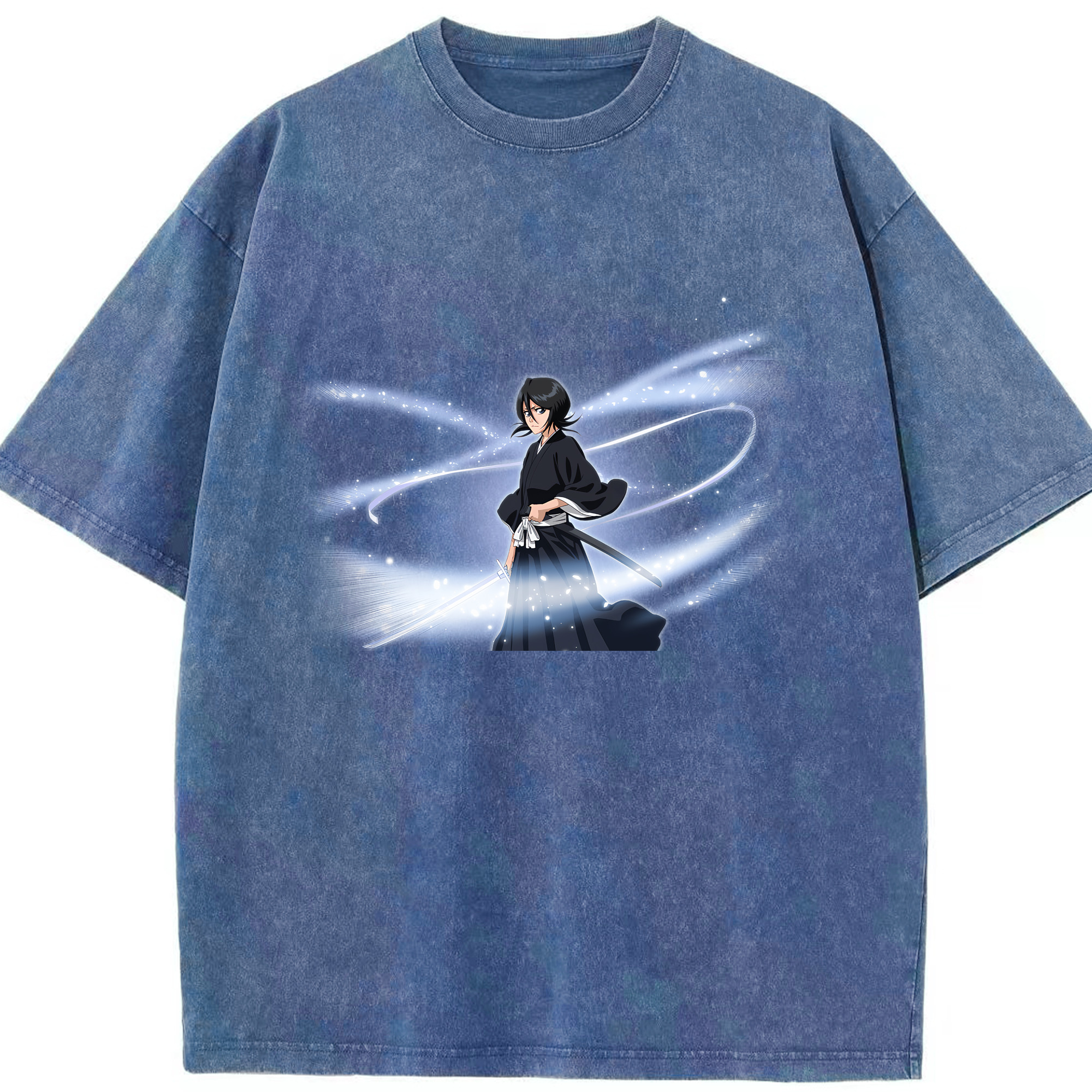 （画像用） ブリーチ 朽木ルキア BLEACH Kuchiki Rukia 綿100% ヴィンテージ風 半袖Tシャツ（フロントプリント）