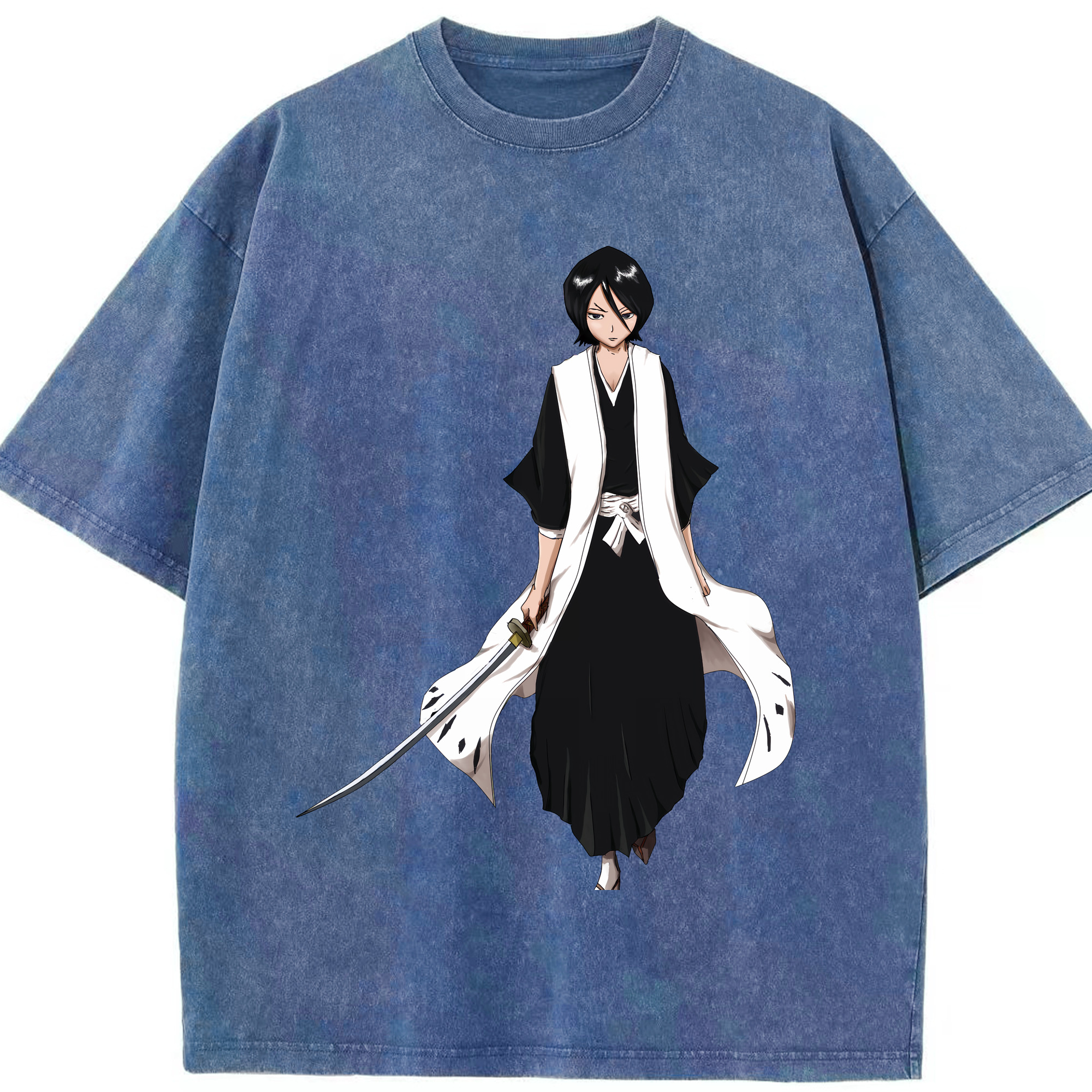 （画像用） ブリーチ 朽木ルキア BLEACH Kuchiki Rukia 綿100% ヴィンテージ風 半袖Tシャツ（フロントプリント）